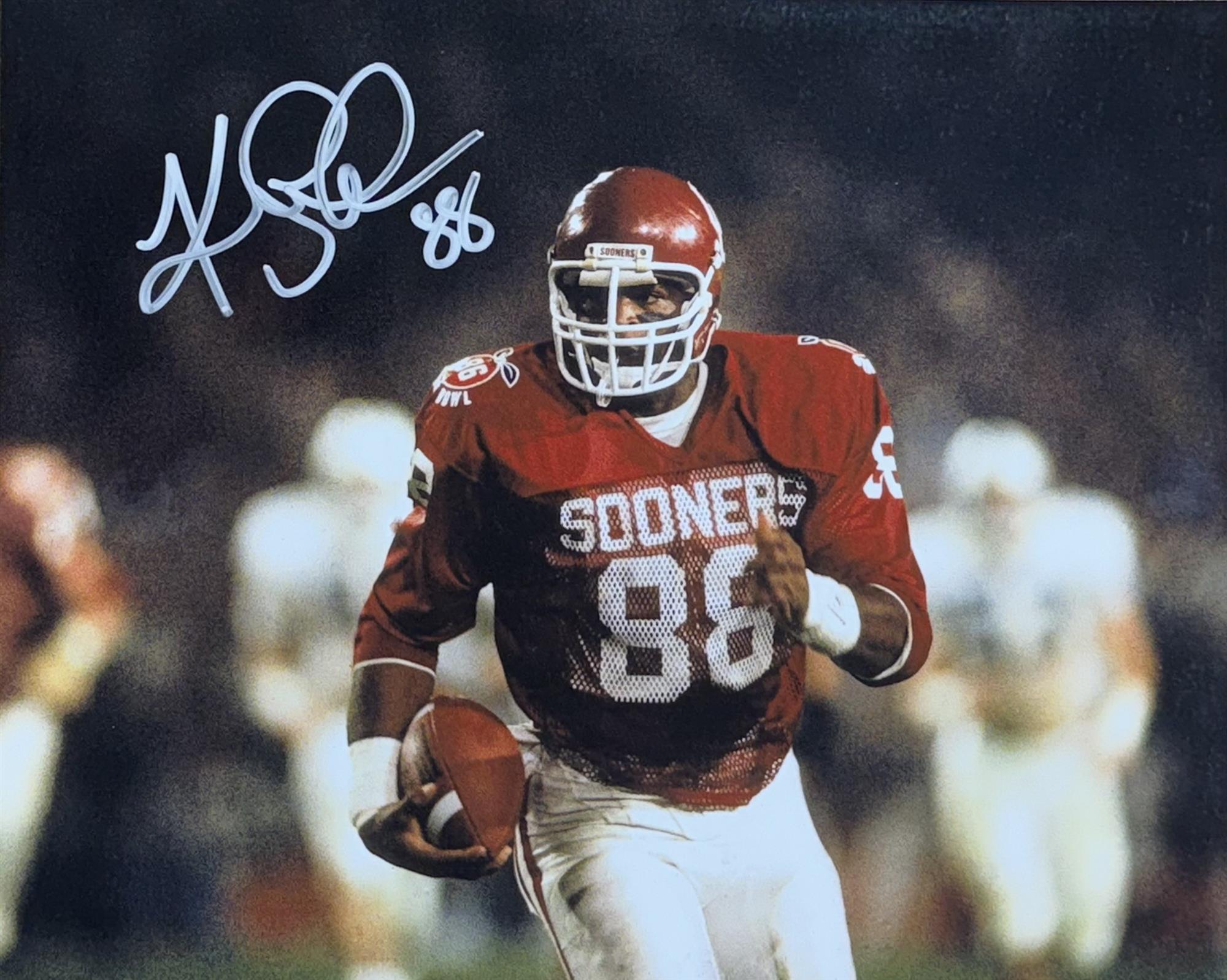 KEITH JACKSON SIGNED 8X10 OKLAHOMA SOONERS PHOTO #1