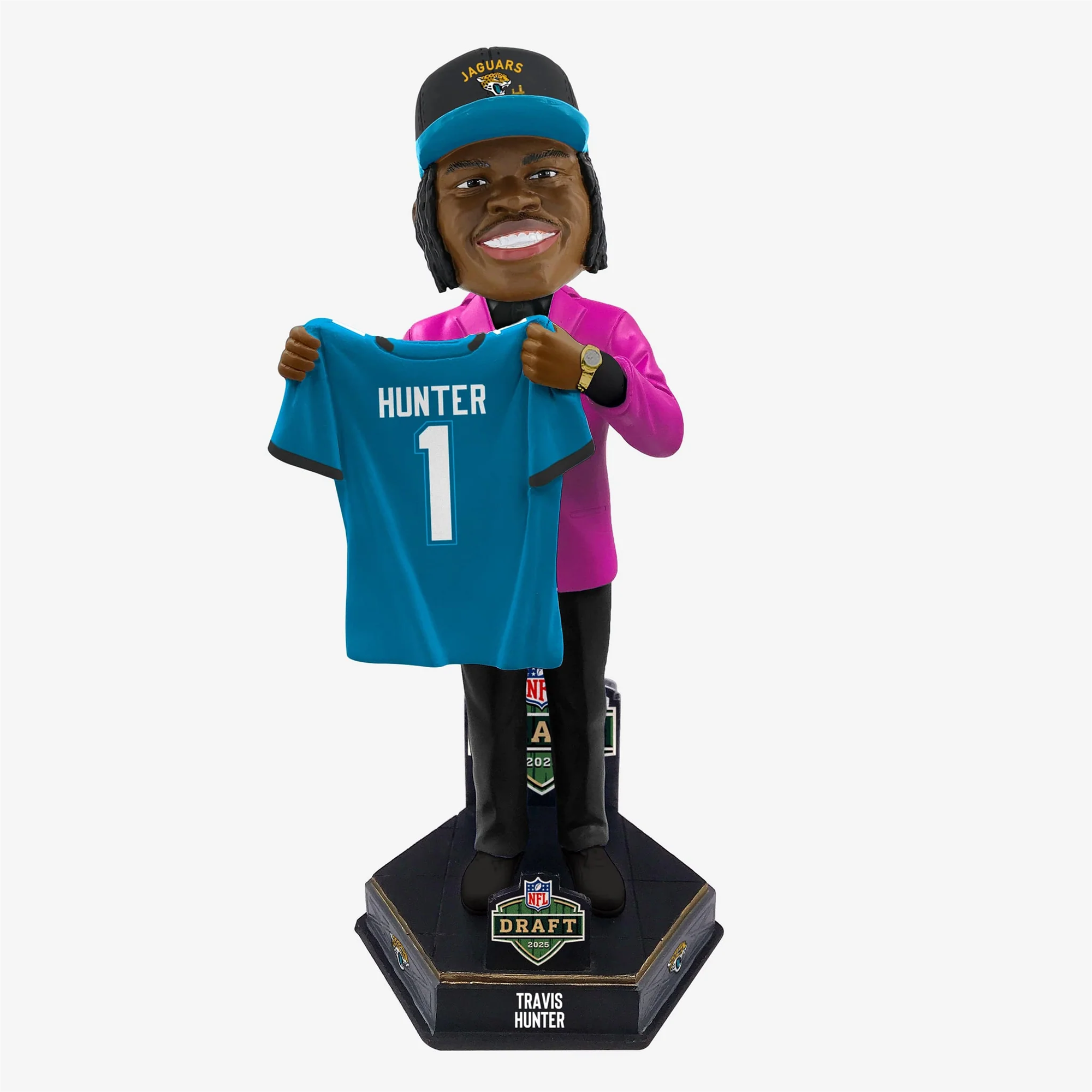 TRAVIS HUNTER 2025 NFL DRAFT DAY FOCO BOBBLEHEAD - JACKSONVILLE JAGUARS