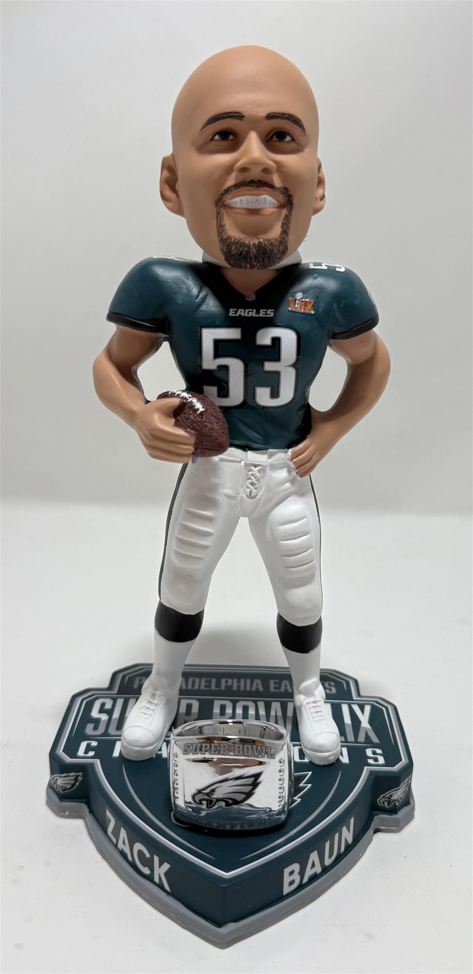 ZACK BAUN 2025 SUPER BOWL LIX CHAMPIONS FOCO PHILADELPHIA EAGLES BOBBLEHEAD