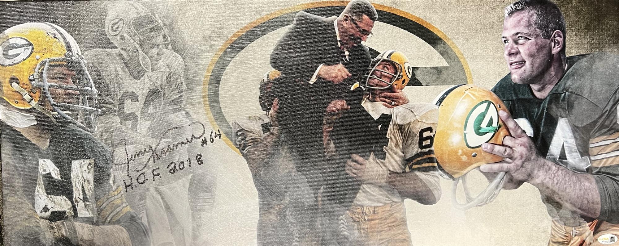JERRY KRAMER SIGNED 13X31 STRETCHED CUSTOM CANVAS COLLAGE - JSA