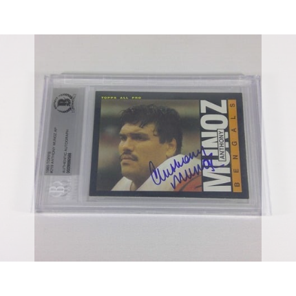 Anthony Munoz 1985 Topps #219 All Pro Hand Signed Card - Auto Beckett BAS