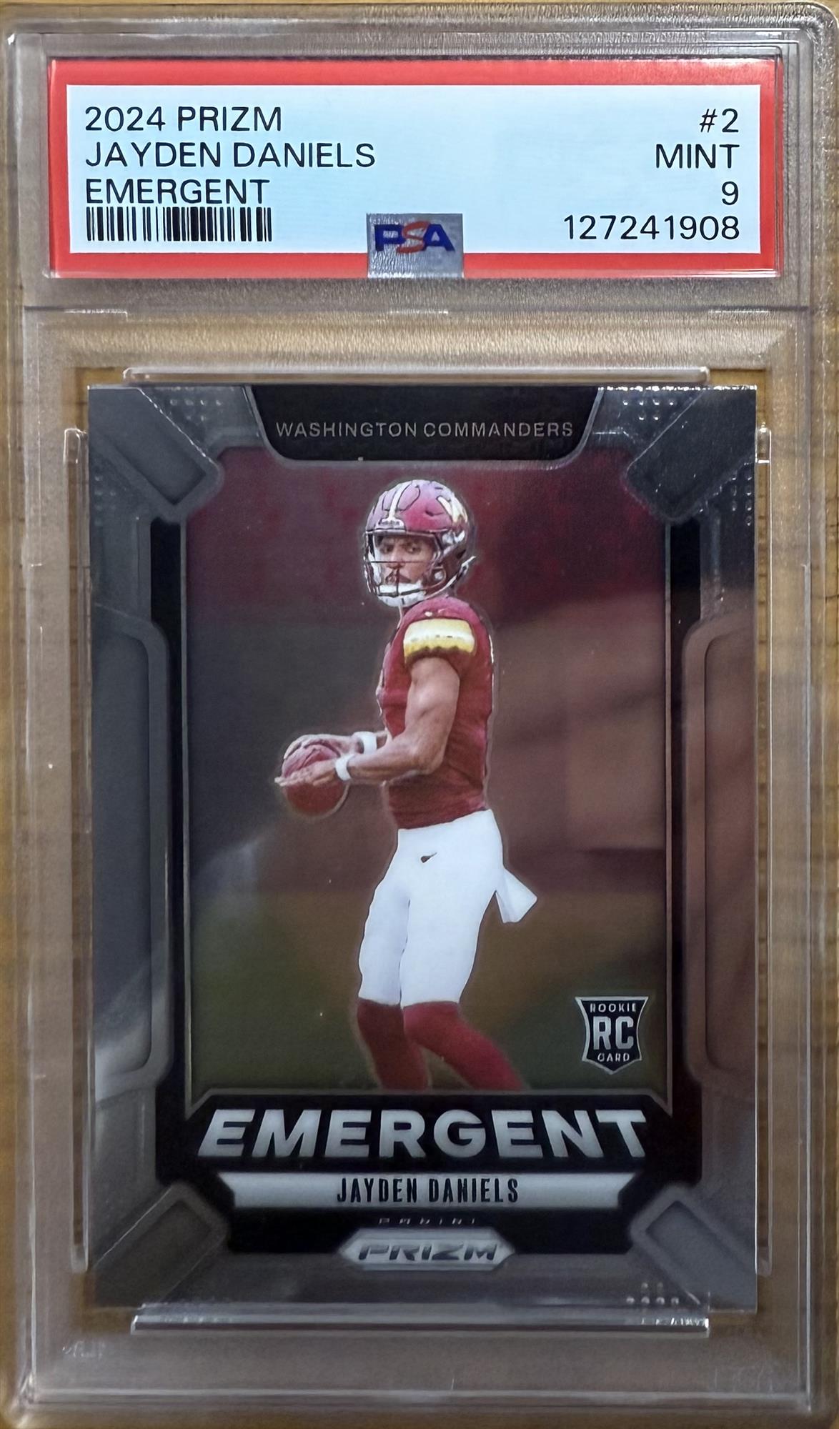 JAYDEN DANIELS - 2024 PRIZM EMERGENT ROOKIE CARD #2 - PSA