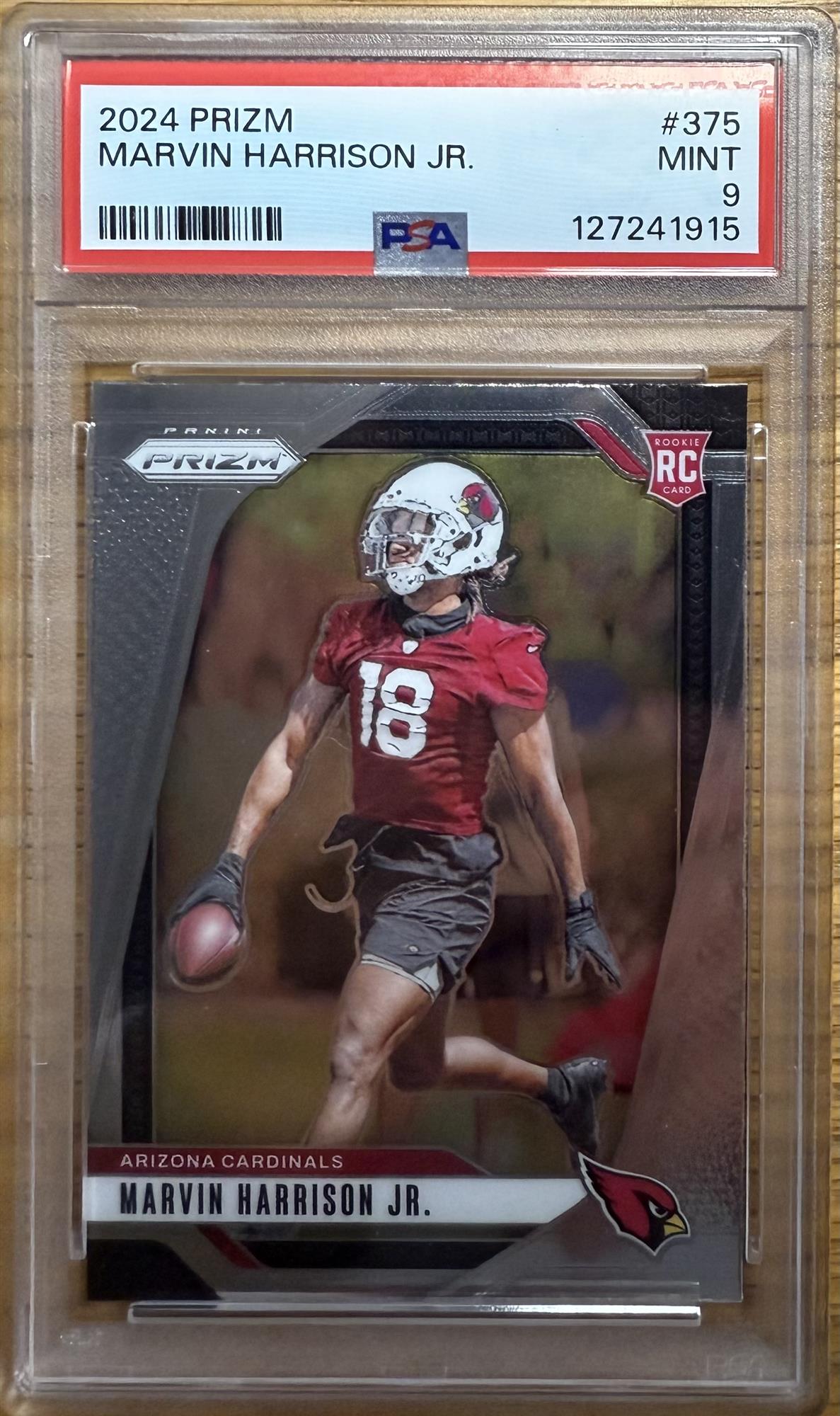 MARVIN HARRISON JR - 2024 PRIZM ROOKIE CARD #375 - PSA 9