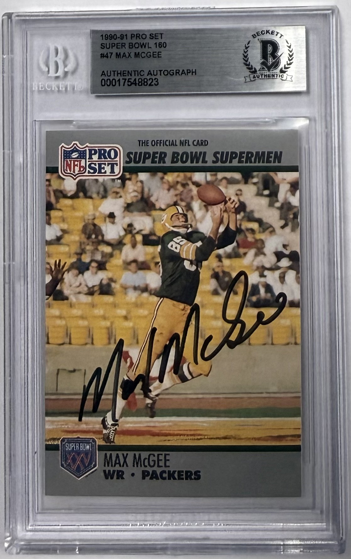 MAX MCGEE SIGNED 1990-91 PRO SET CARD - BAS