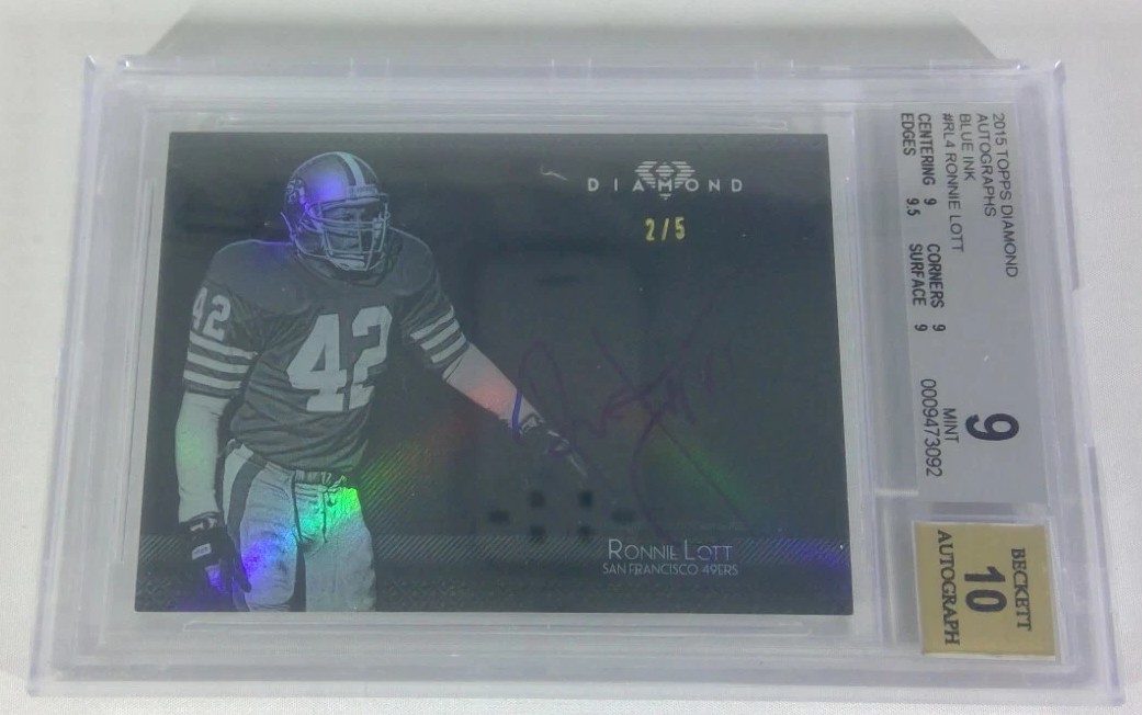 RONNIE LOTT - 2015 TOPPS DIAMOND AUTOGRAPHED CARD #RL-4 -  BECKETT 9, AUTO 10