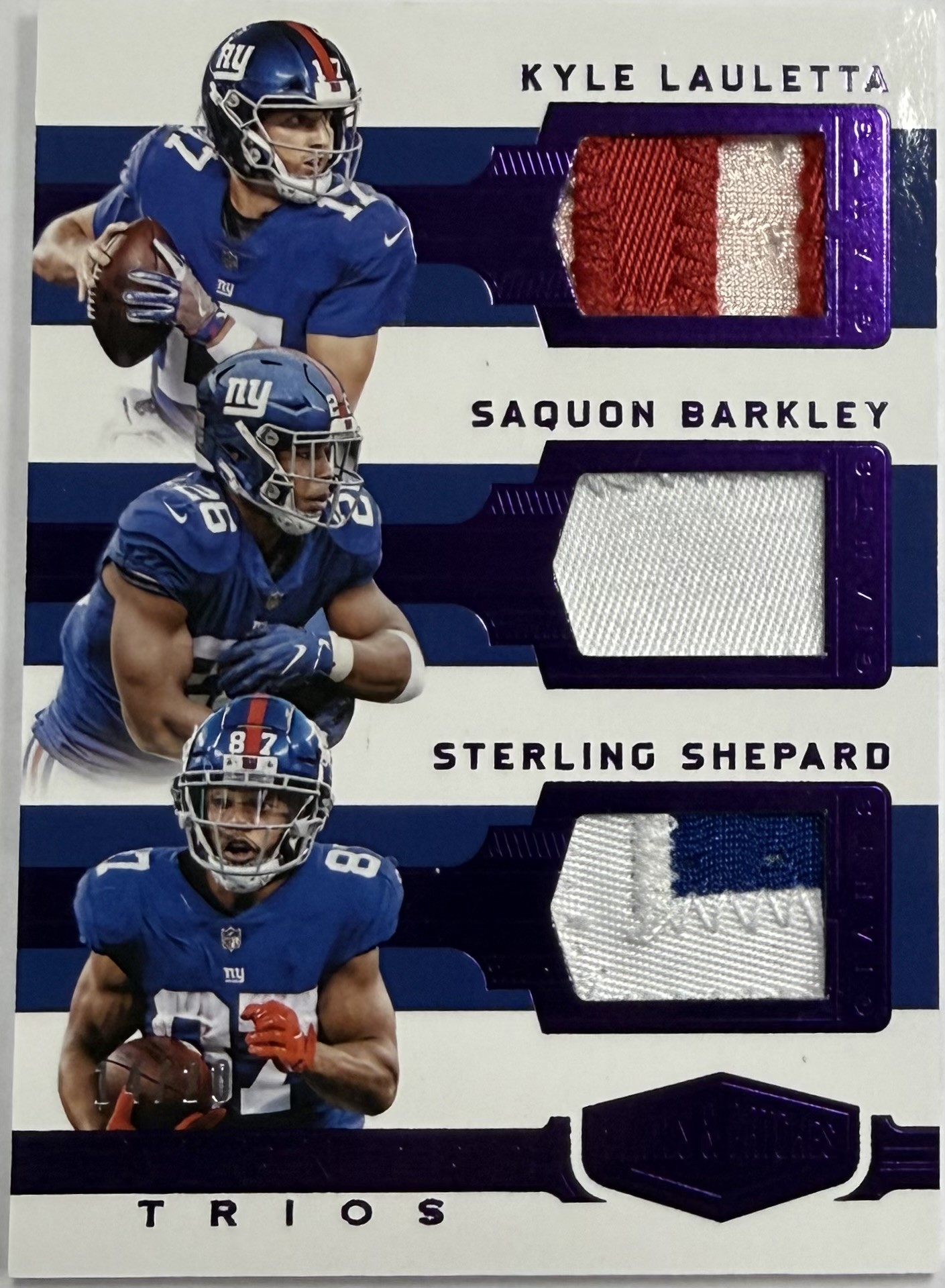 SAQUON BARKLEY / NEW YORK GIANTS PATCH CARD - 2018 PANINI TALENTED TRIOS /20