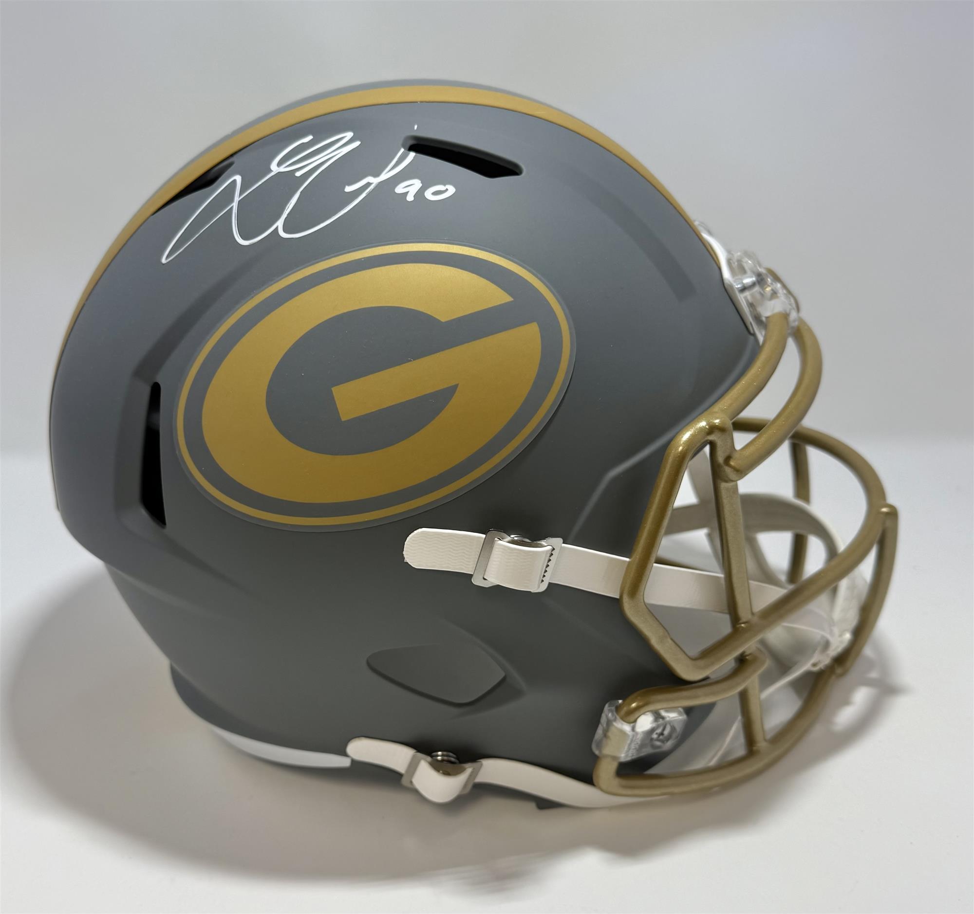 LUKAS VAN NESS SIGNED FULL SIZE PACKERS REPLICA SLATE SPEED HELMET - JSA