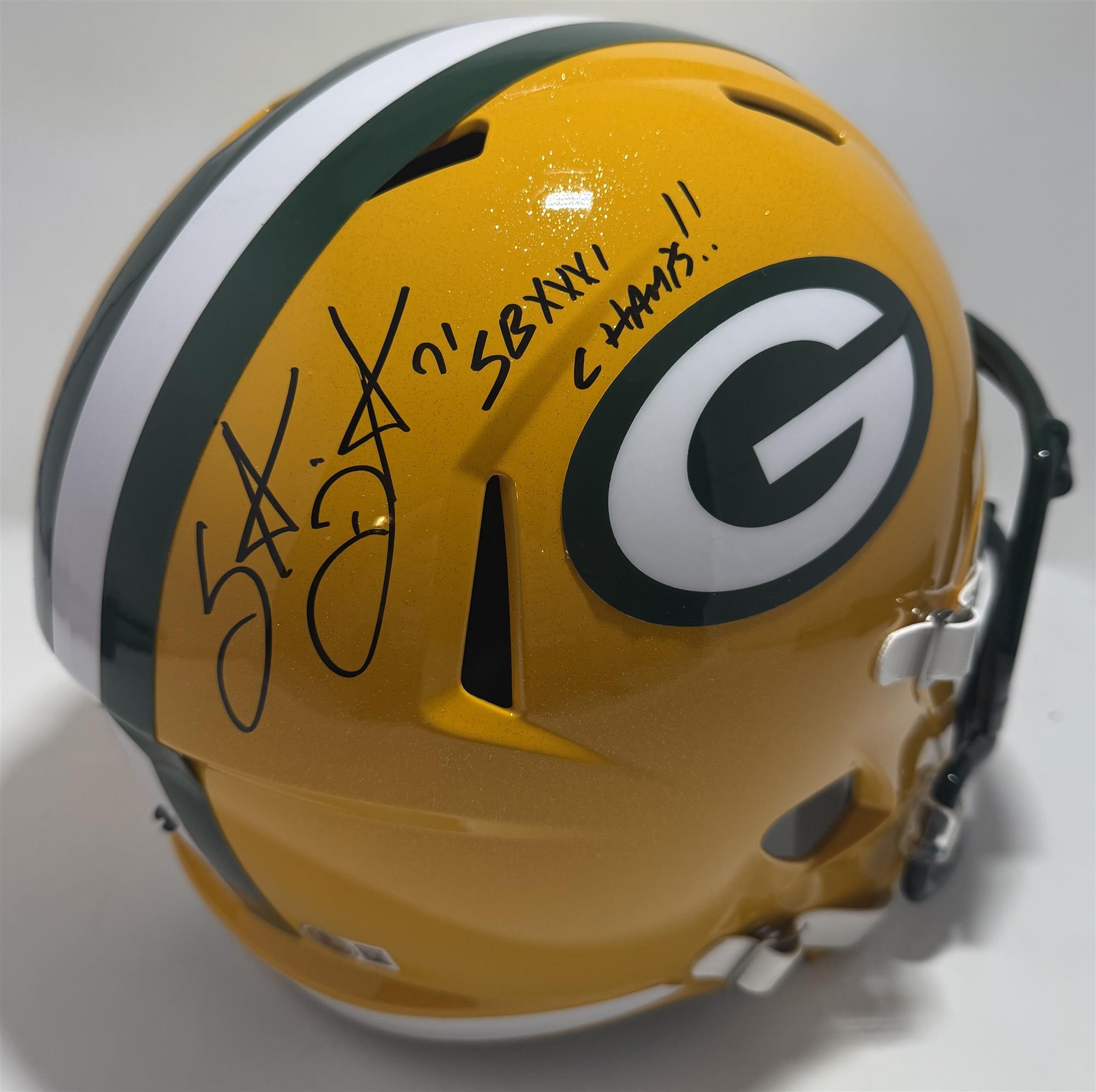 SANTANA DOTSON SIGNED FULL SIZE PACKERS REPLICA HELMET W/ SB XXXI - BAS