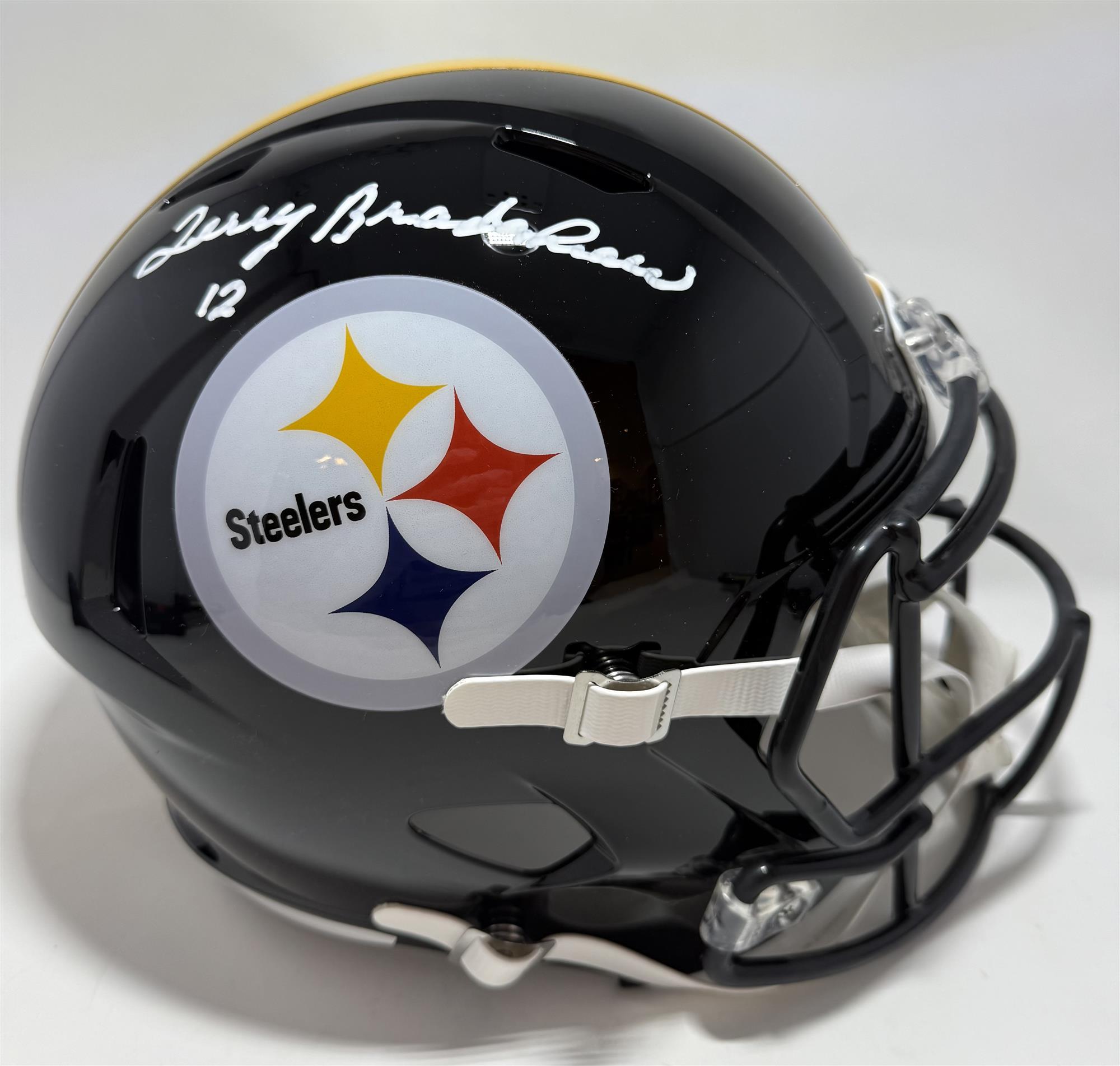 TERRY BRADSHAW SIGNED STEELERS REPLICA HELMET - BAS