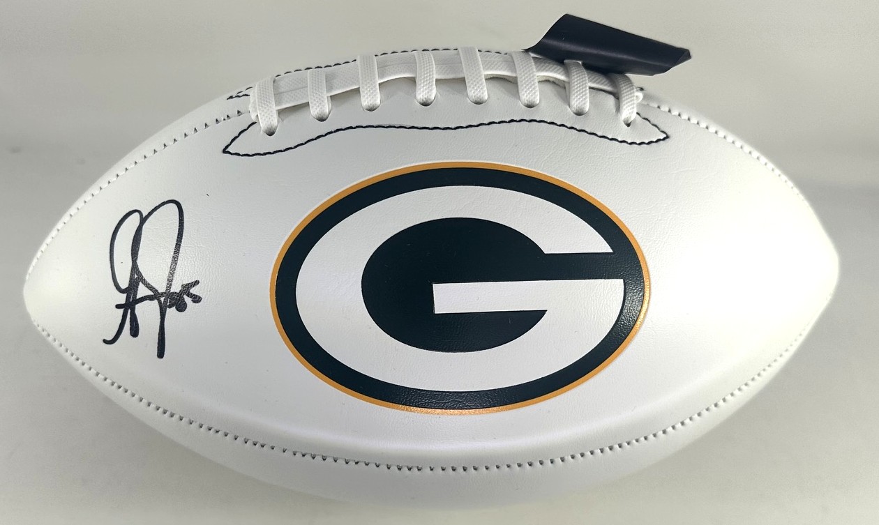 GREG JENNINGS SIGNED WILSON WHITE PANEL PACKERS LOGO FOOTBALL - BAS