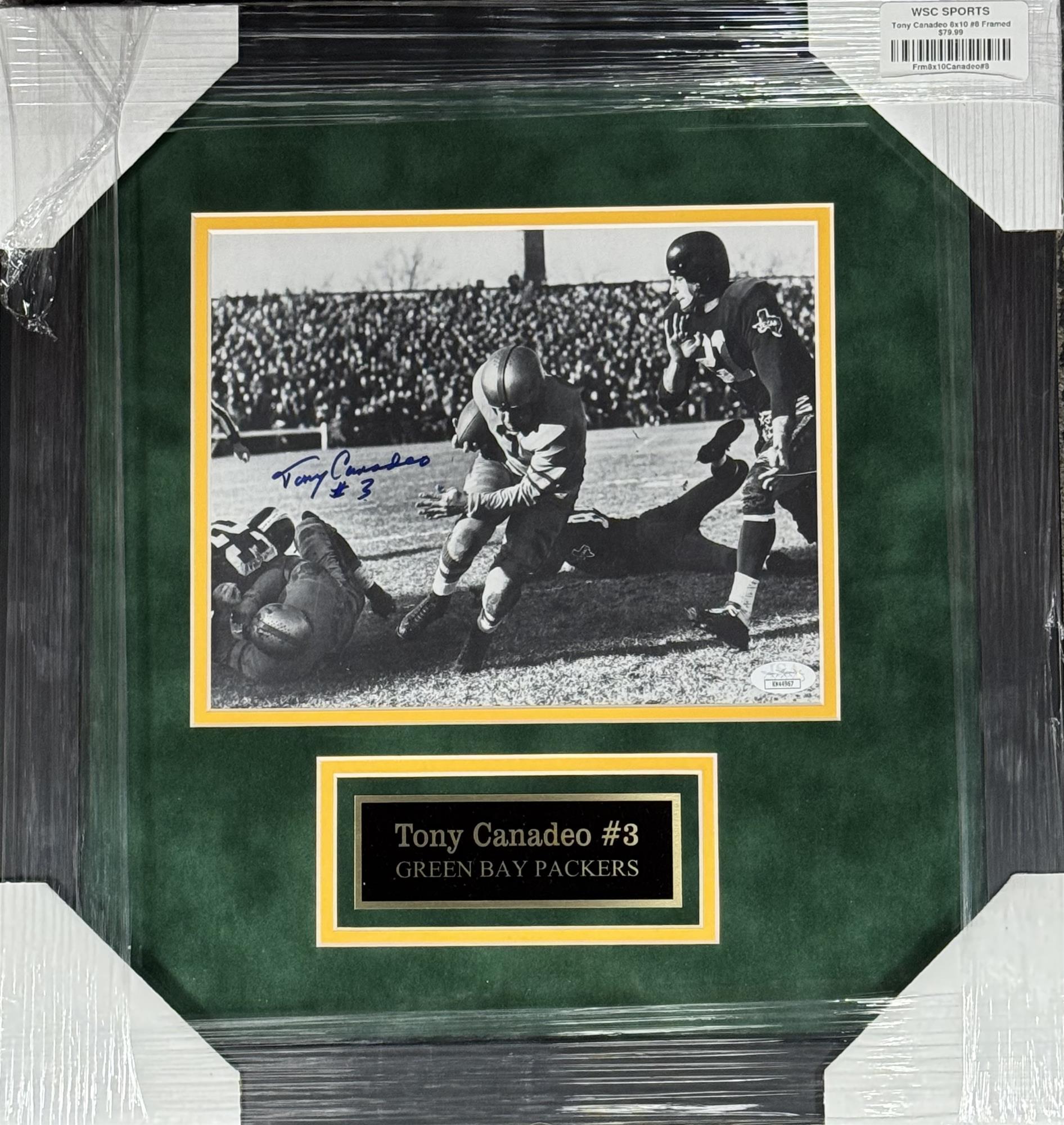 TONY CANADEO FRAMED SIGNED PACKERS 8X10 FRAMED PHOTO #8