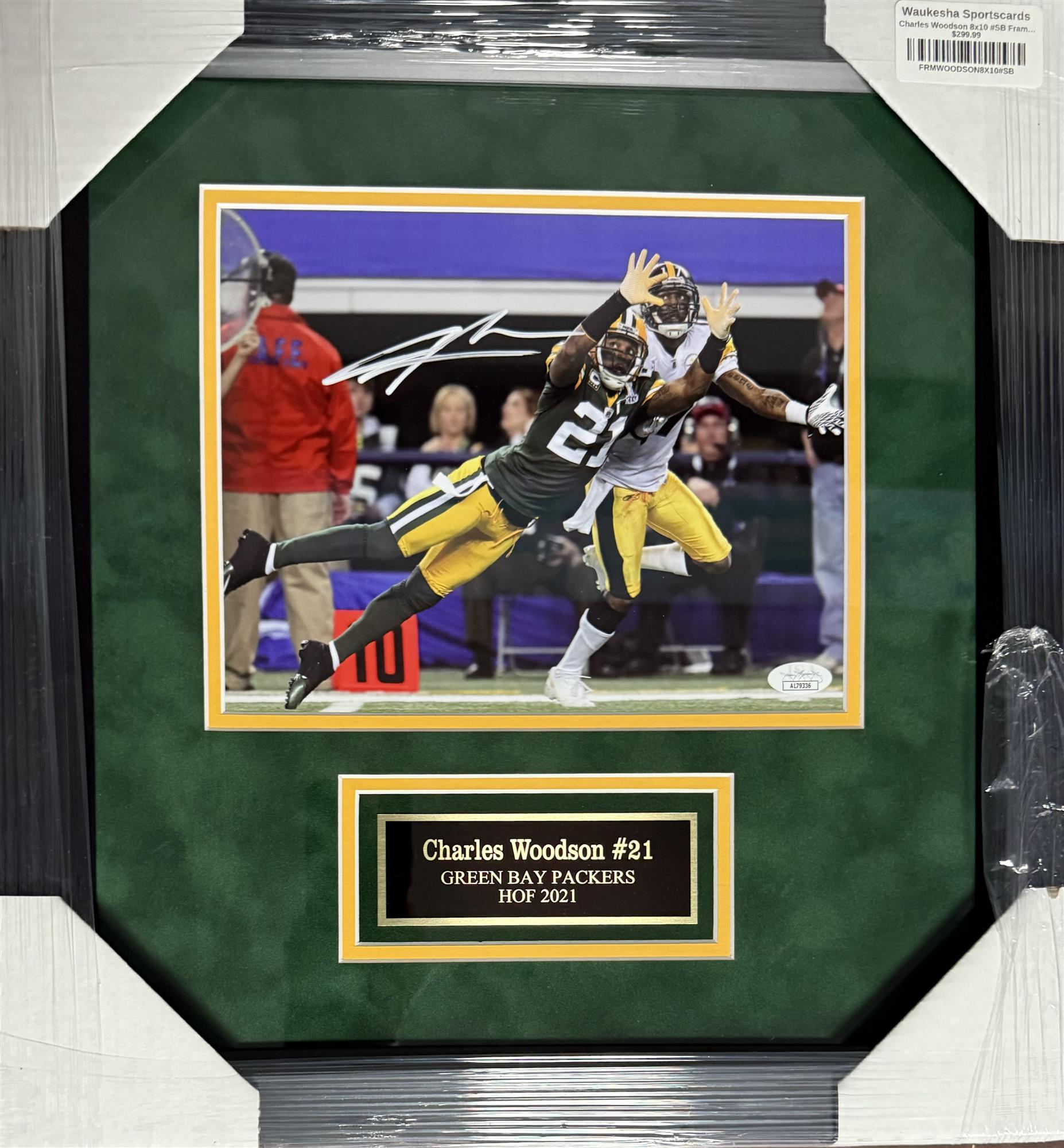 CHARLES WOODSON FRAMED SIGNED PACKERS 8X10 PHOTO #SB