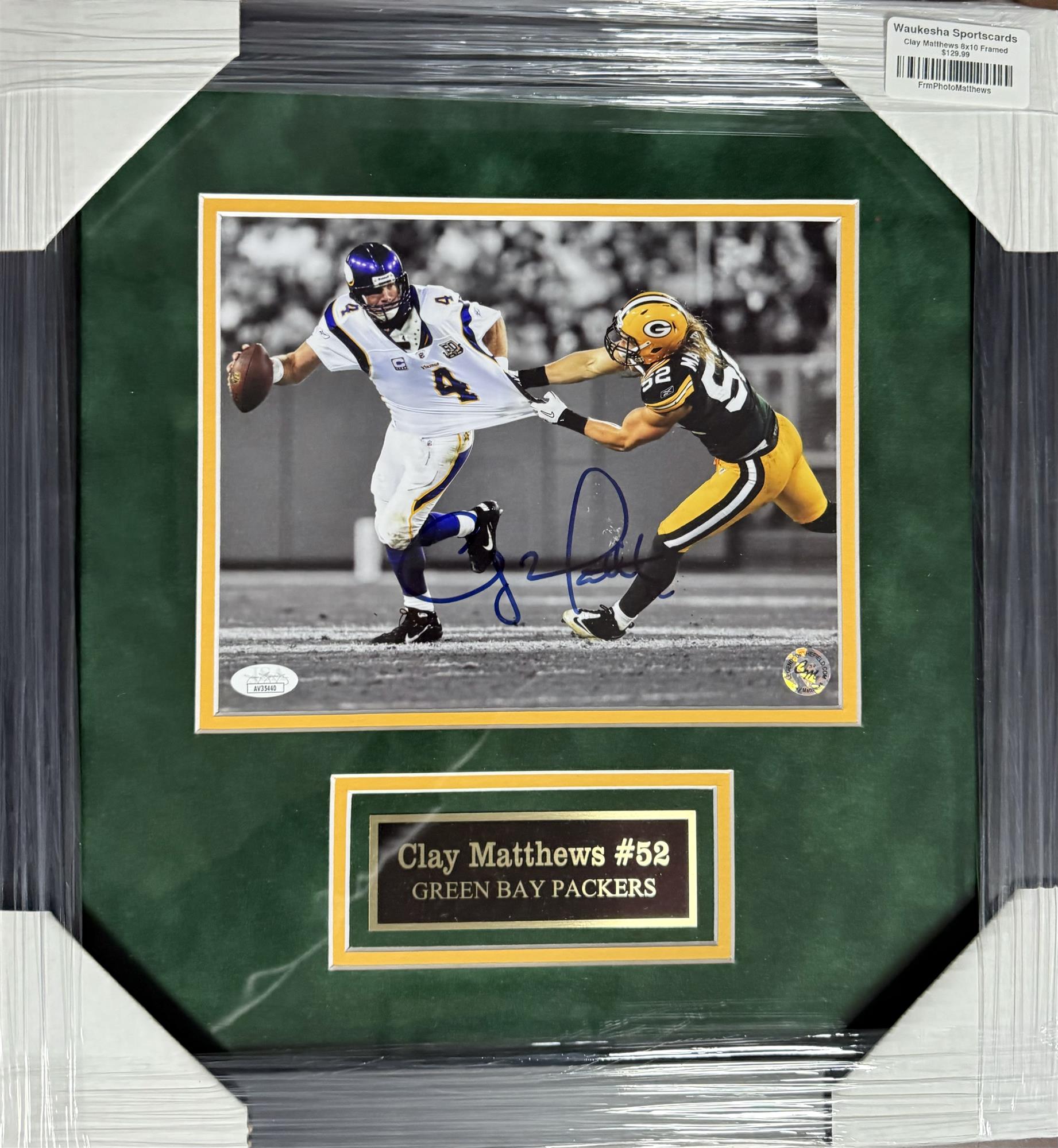 CLAY MATTHEWS FRAMED SIGNED PACKERS 8X10 PHOTO