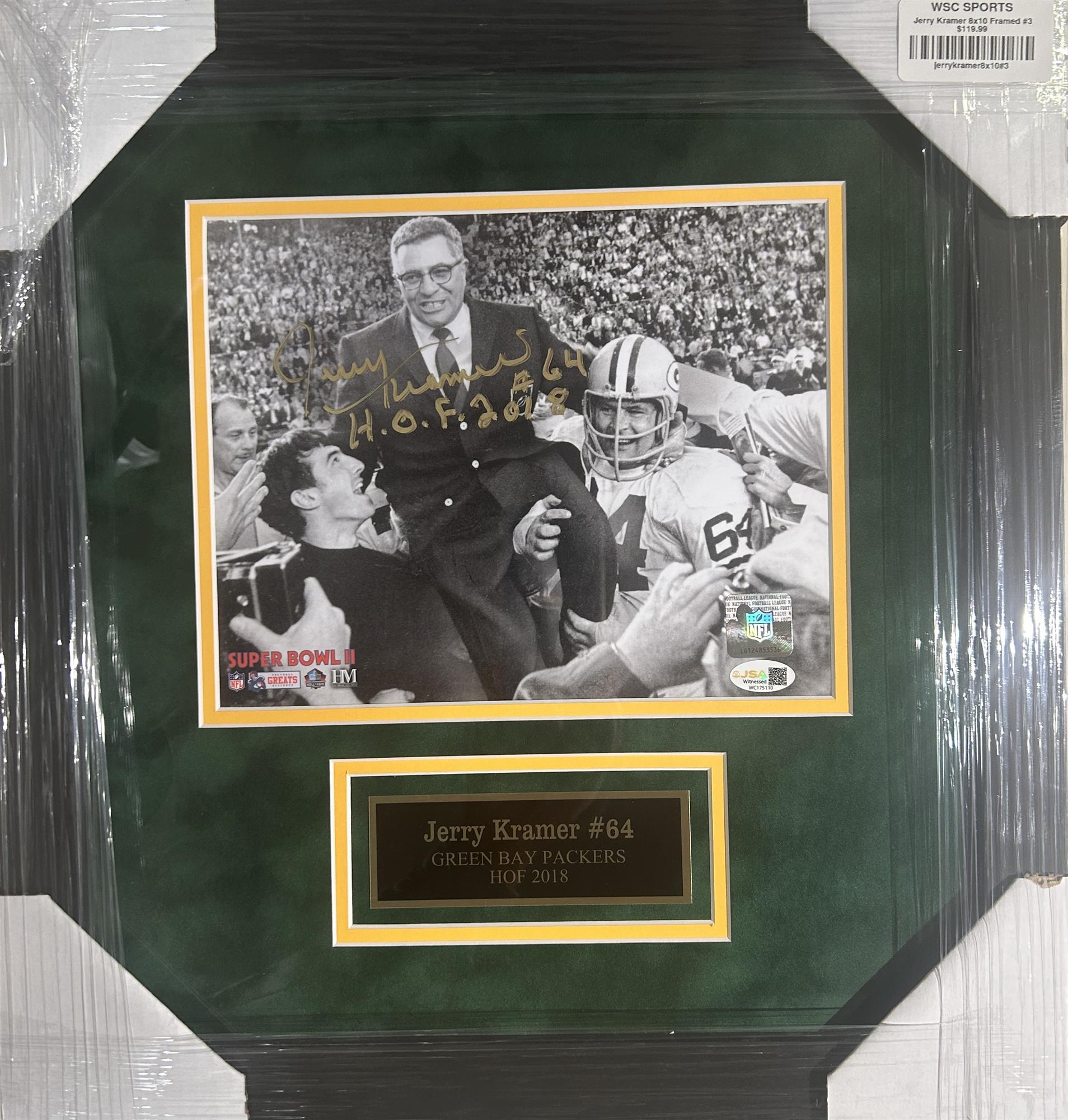 JERRY KRAMER FRAMED SIGNED PACKERS 8X10 FRAMED PHOTO #3