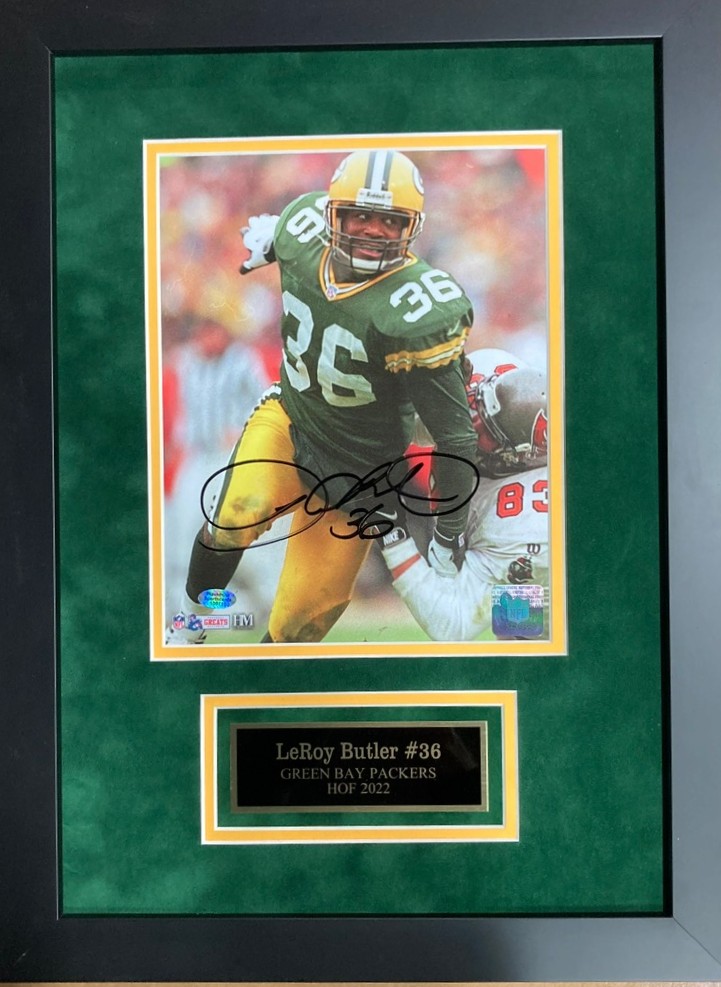 LEROY BUTLER FRAMED SIGNED 8X10 PHOTO #1