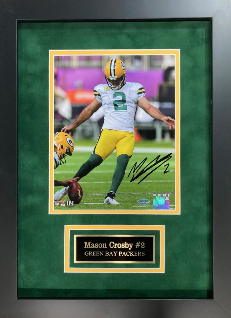 MASON CROSBY FRAMED SIGNED 8X10 PHOTO #2
