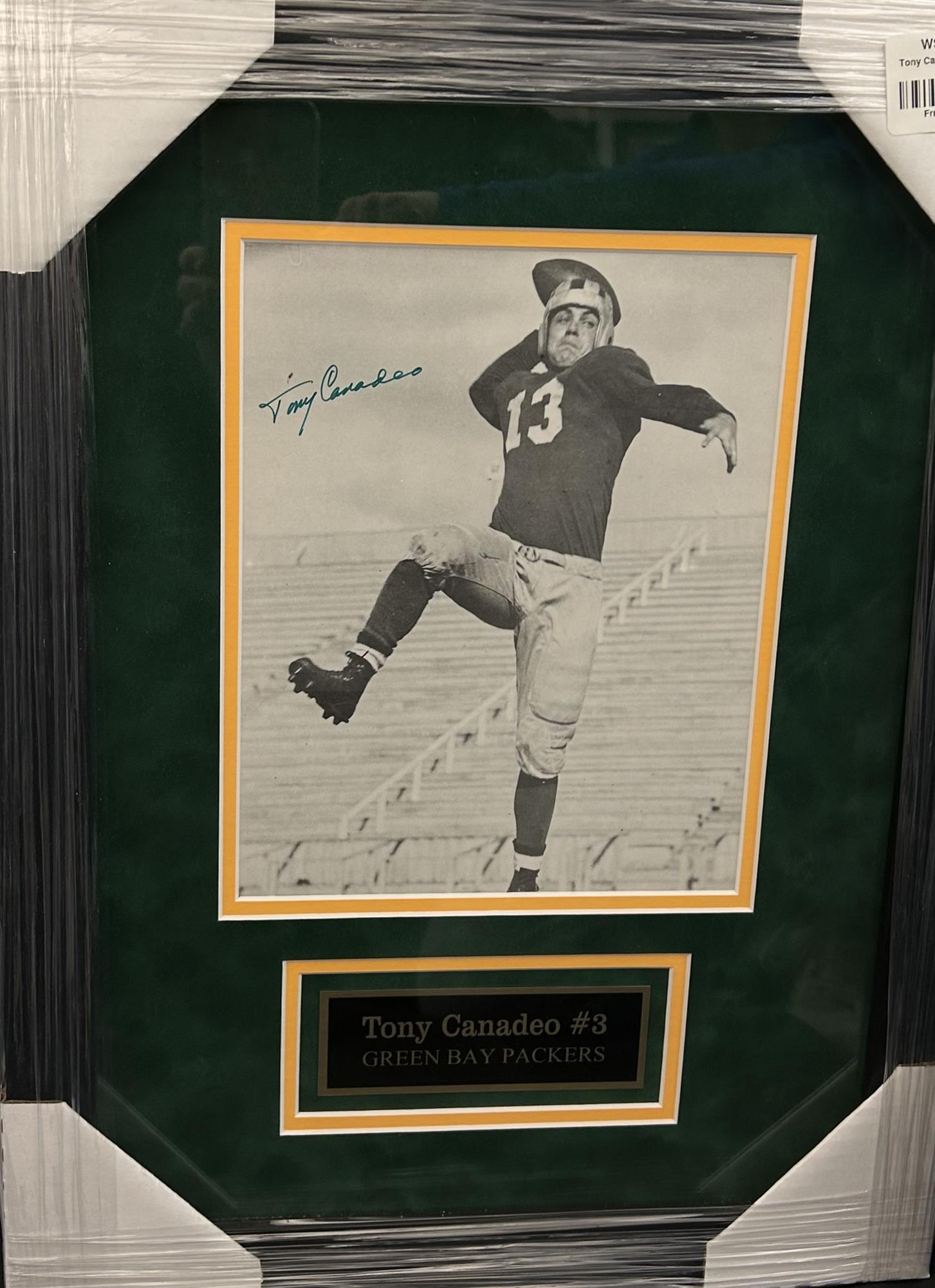 TONY CANADEO FRAMED SIGNED PACKERS 8X10 FRAMED PHOTO #2