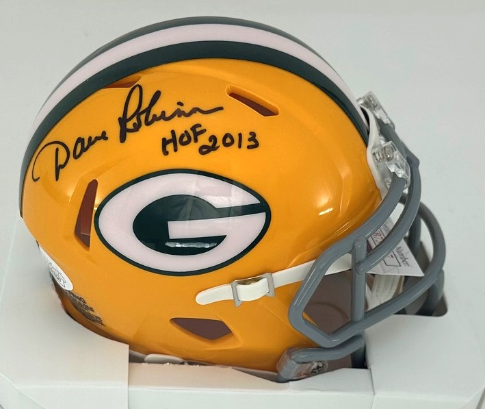 DAVE ROBINSON SIGNED PACKERS THROWBACK SPEED MINI HELMET W/ HOF - JSA