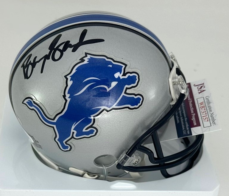 BARRY SANDERS SIGNED LIONS VSR4 THROWBACK (1996-02) MINI HELMET - JSA