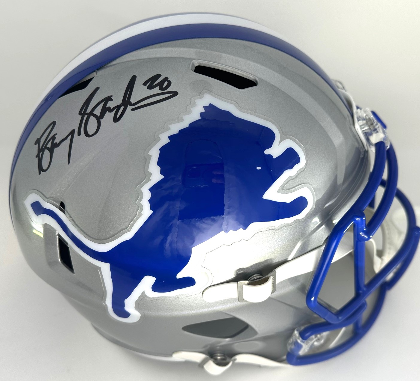 BARRY SANDERS SIGNED FULL SIZE LIONS REPLICA HELMET - JSA