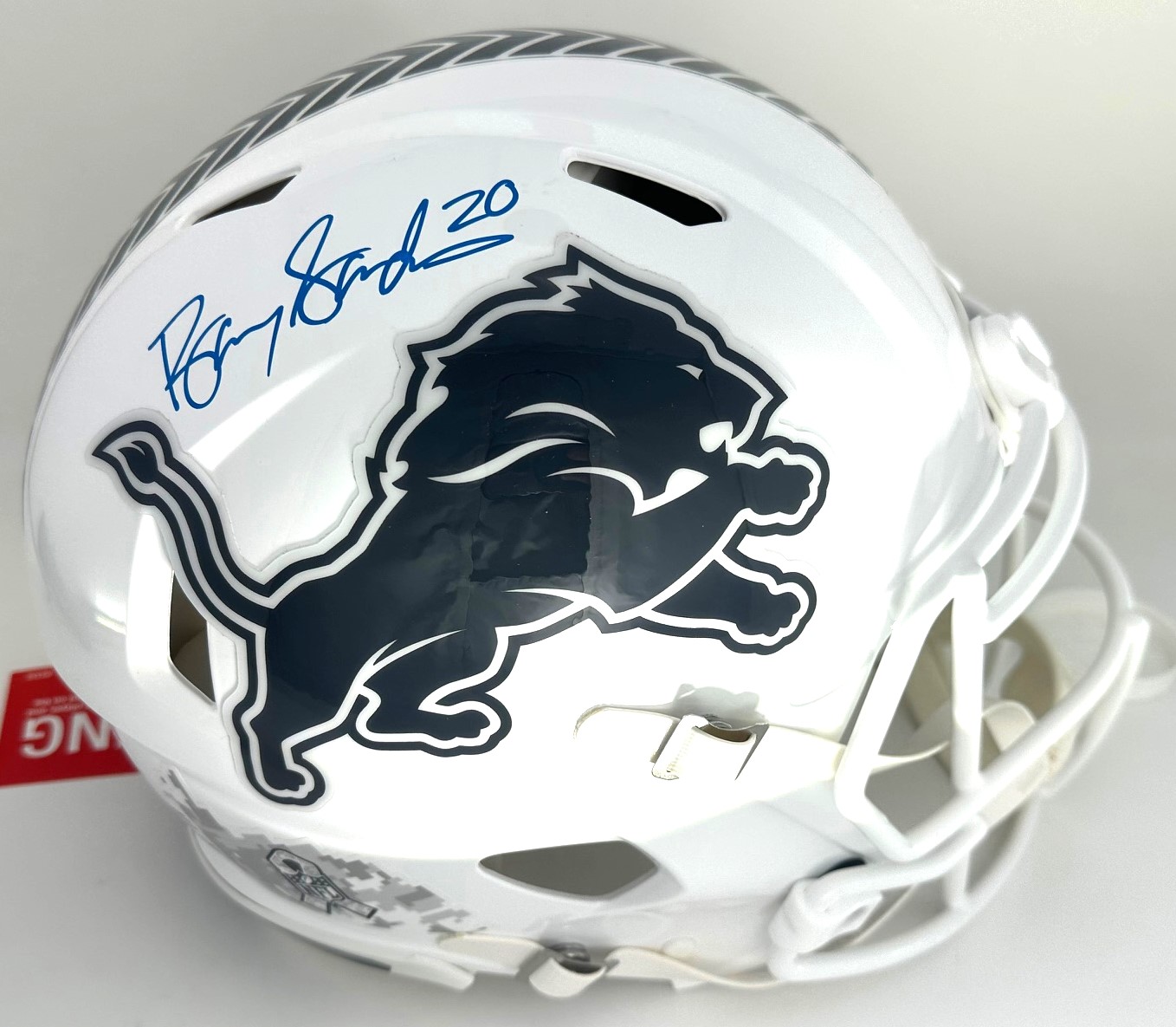 BARRY SANDERS SIGNED FULL SIZE LIONS 2024 SALUTE AUTHENTIC SPEED HELMET - JSA
