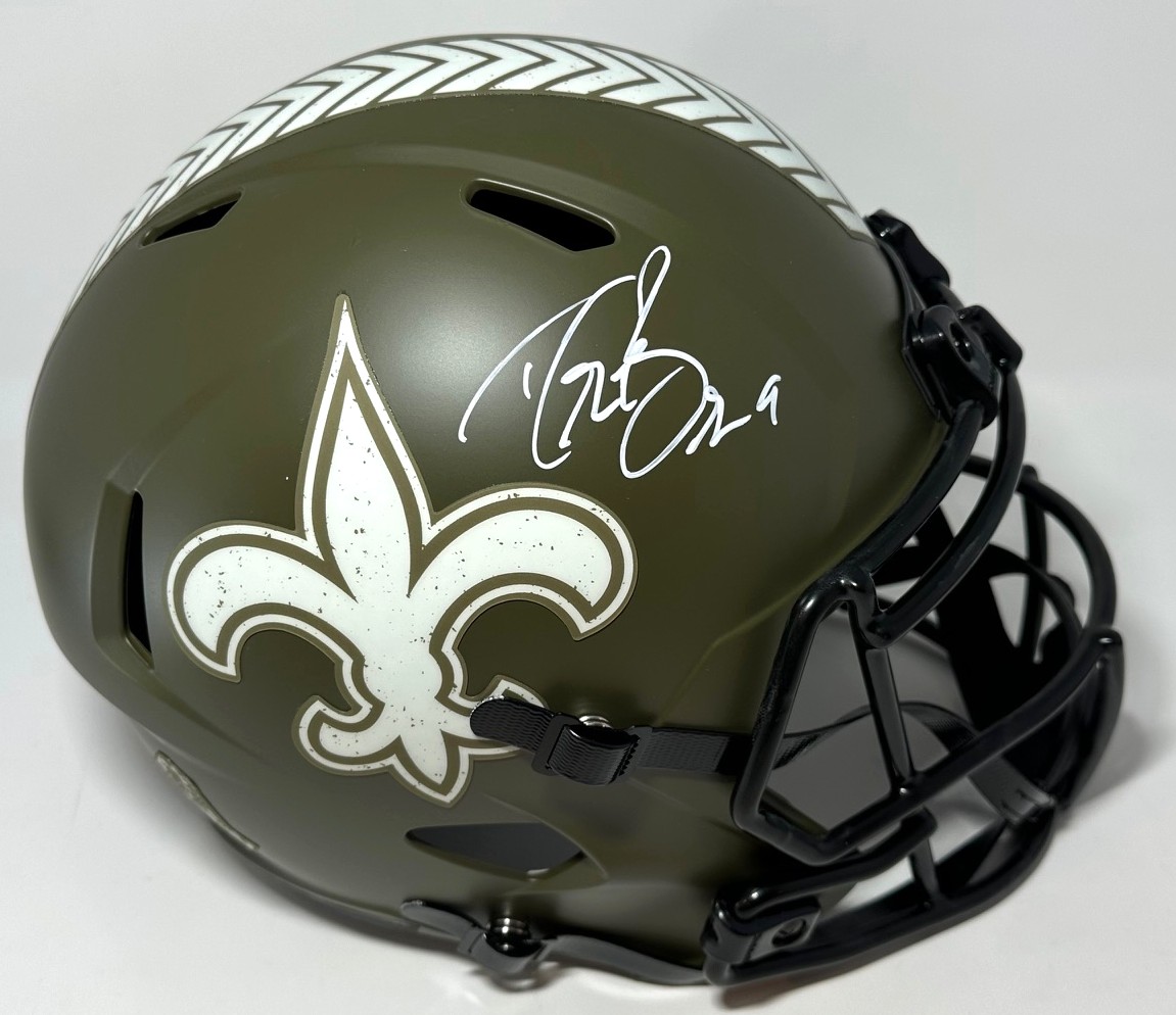 DREW BREES SIGNED FULL SIZE SAINTS REPLICA 2022 SALUTE HELMET - BAS