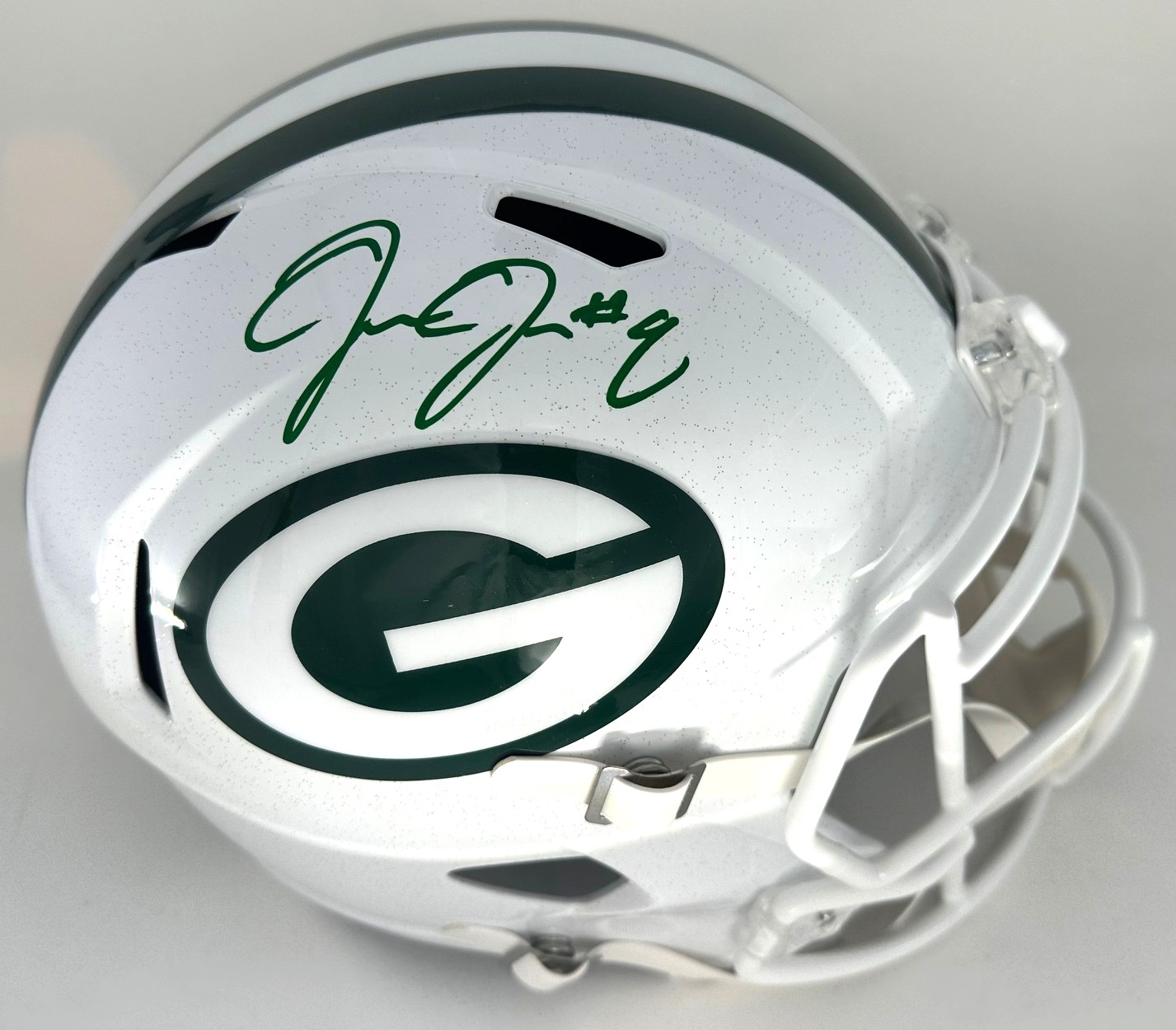 JOSH JACOBS SIGNED FULL SIZE PACKERS ALTERNATE WHITE REPLICA SPEED HELMET - BAS