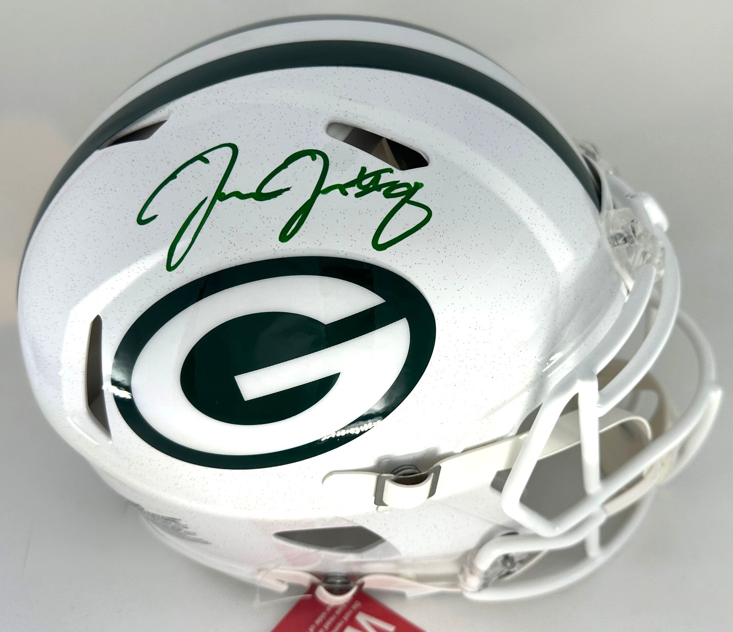 JOSH JACOBS SIGNED FULL SIZE PACKERS ALTERNATE WHITE AUTHENTIC SPEED HELMET - BAS