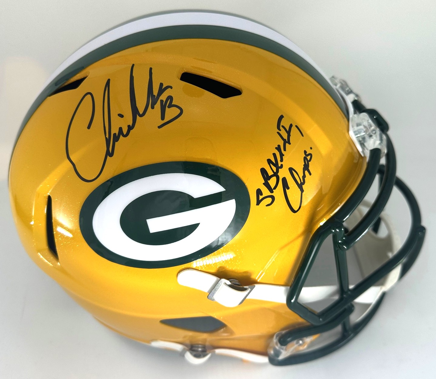 CHRIS JACKE SIGNED FULL SIZE PACKERS REPLICA SPEED HELMET W/ SB XXXI - BAS