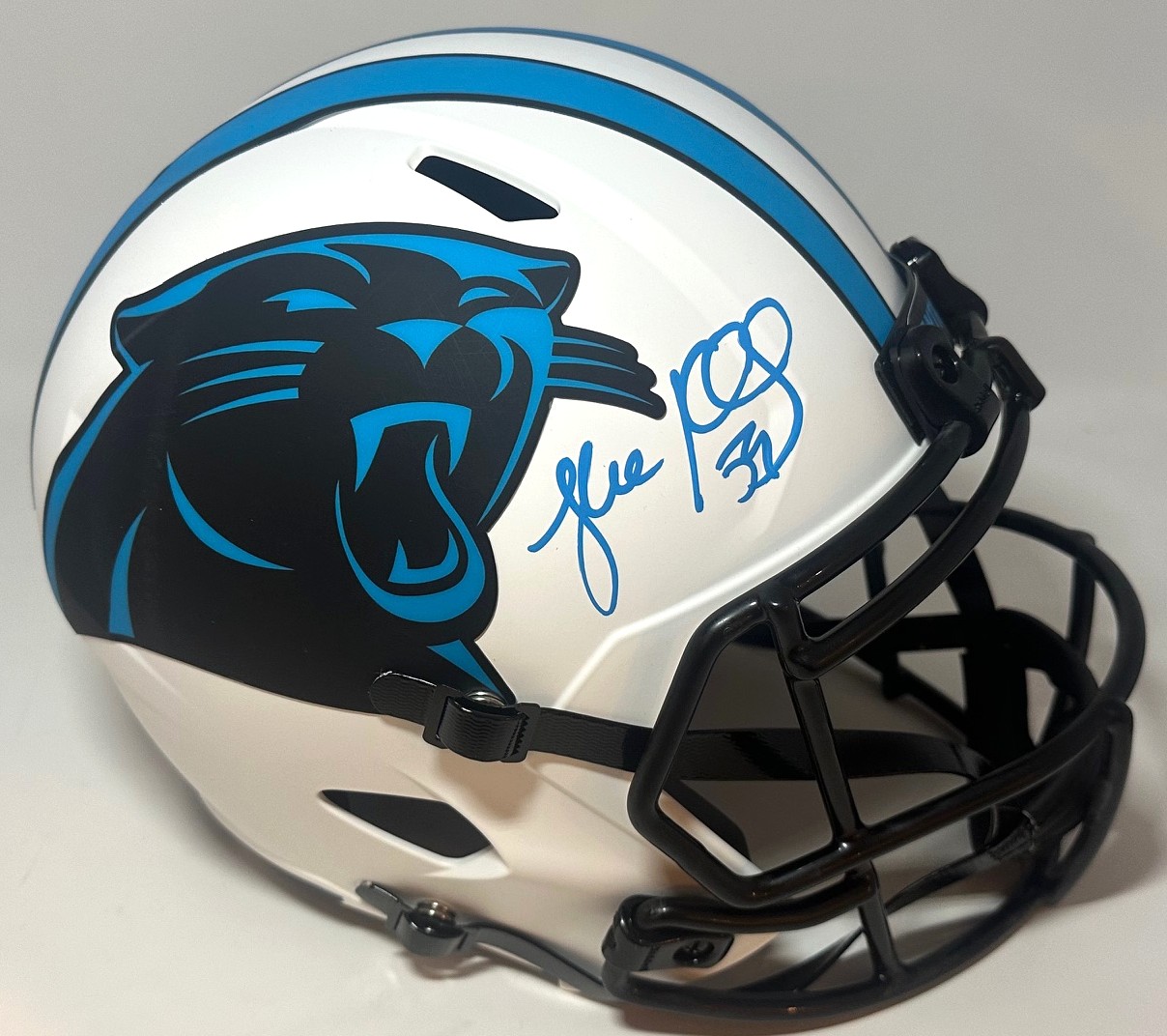 LUKE KUECHLY SIGNED FULL SIZE PANTHERS LUNAR REPLICA SPEED HELMET - BAS