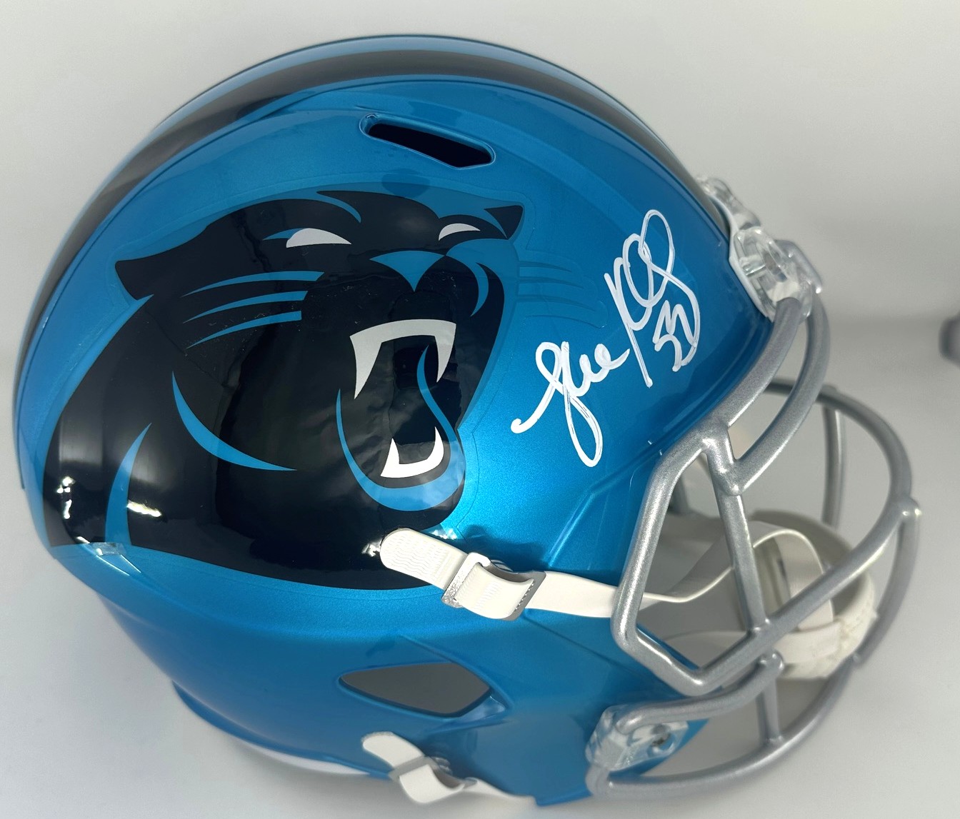 LUKE KUECHLY SIGNED FULL SIZE PANTHERS FLASH REPLICA SPEED HELMET - BAS