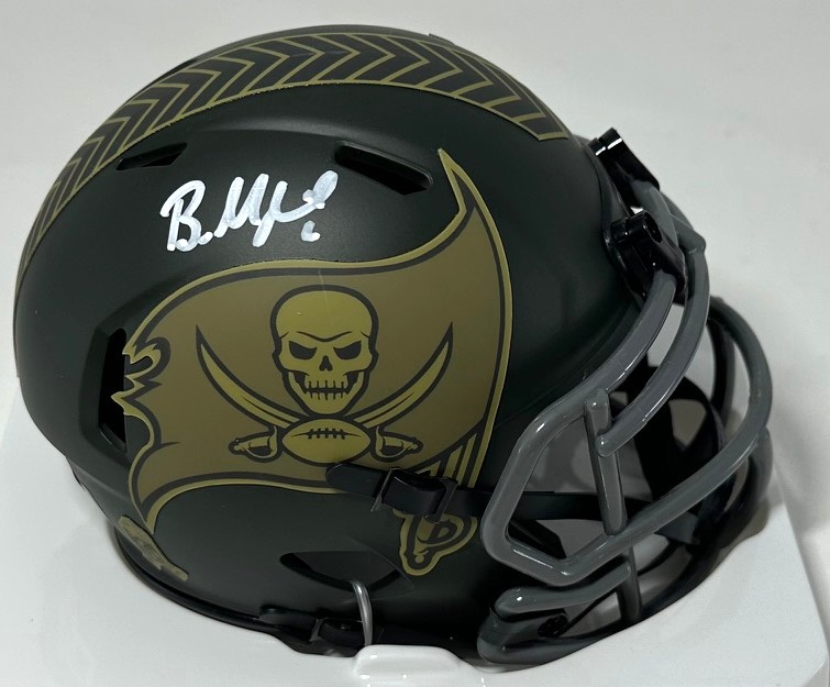 BAKER MAYFIELD SIGNED BUCCANEERS 2025 SALUTE SPEED MINI HELMET - BAS