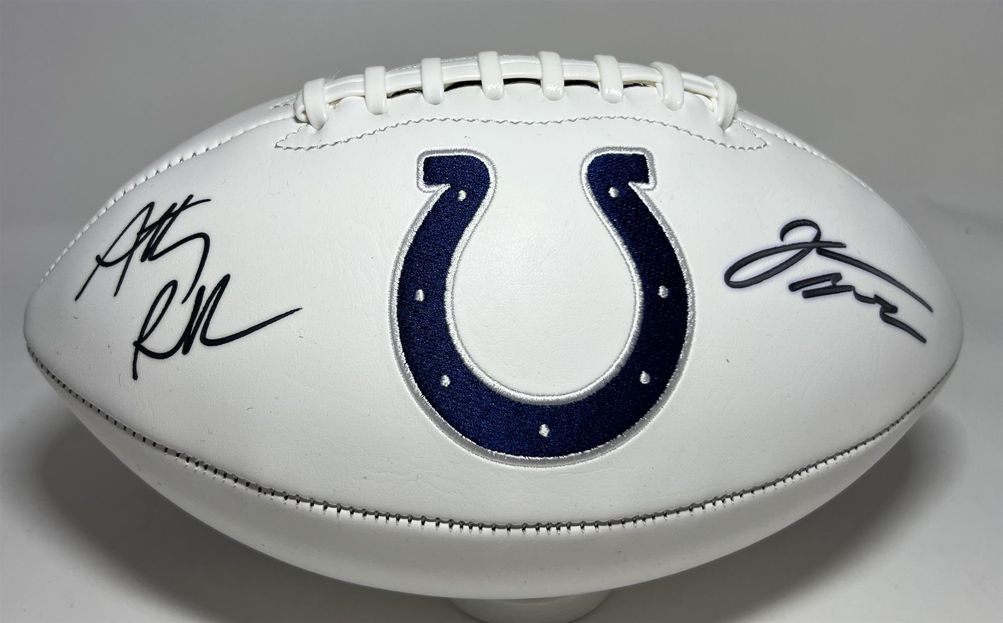 JONATHAN TAYLOR & ANTHONY RICHARDSON DUAL SIGNED COLTS LOGO WHITE PANEL FOOTBALL - FAN