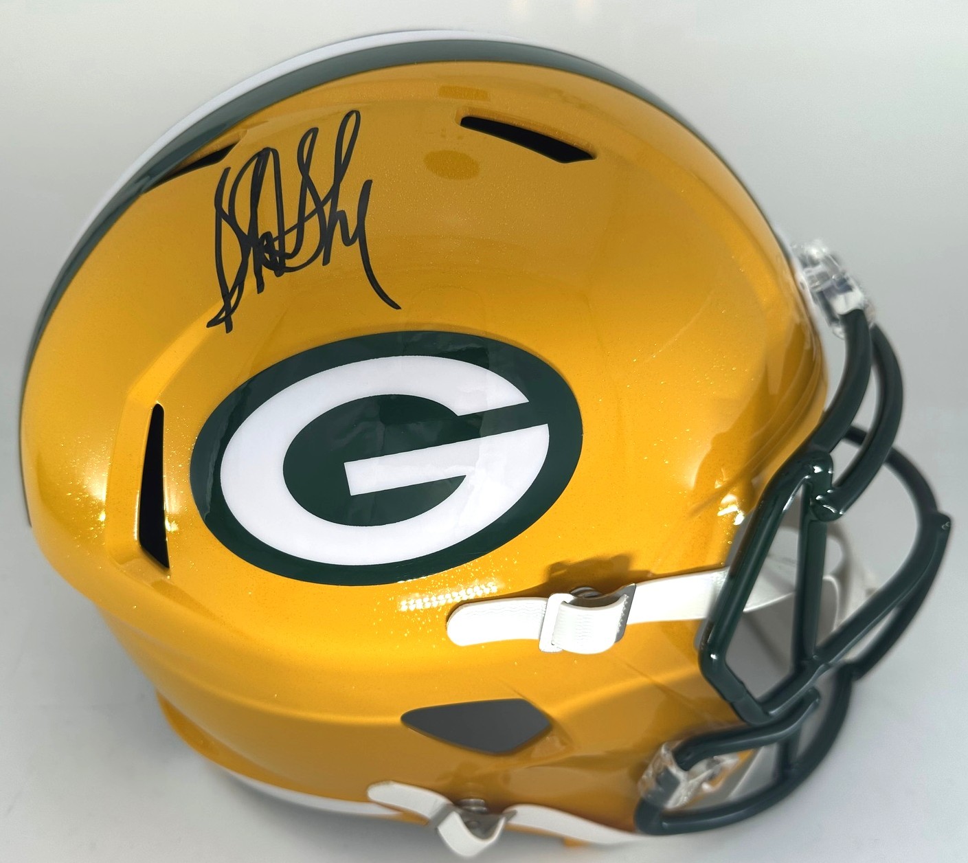 STERLING SHARPE SIGNED FULL SIZE REPLICA SPEED PACKERS HELMET - JSA