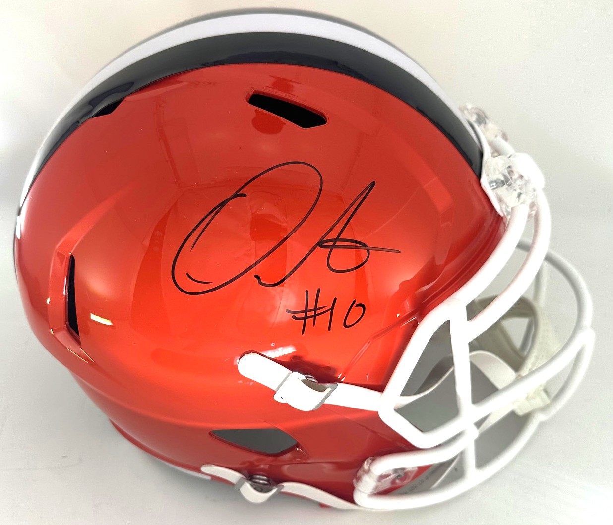 QUINSHON JUDKINS SIGNED BROWNS FULL SIZE REPLICA SPEED HELMET - BAS