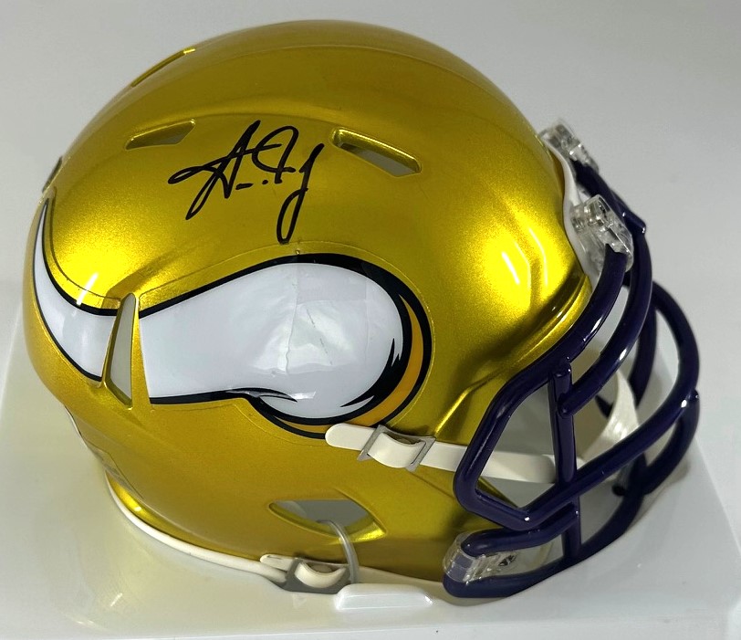 AARON JONES SIGNED RIDDELL VIKINGS FLASH SPEED MINI HELMET - BAS