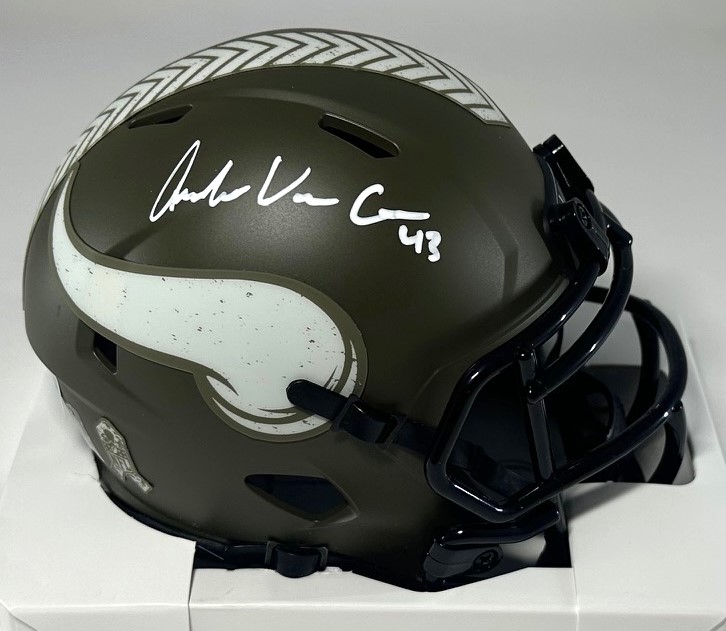 ANDREW VAN GINKEL SIGNED RIDDELL VIKINGS SALUTE SPEED MINI HELMET - BAS