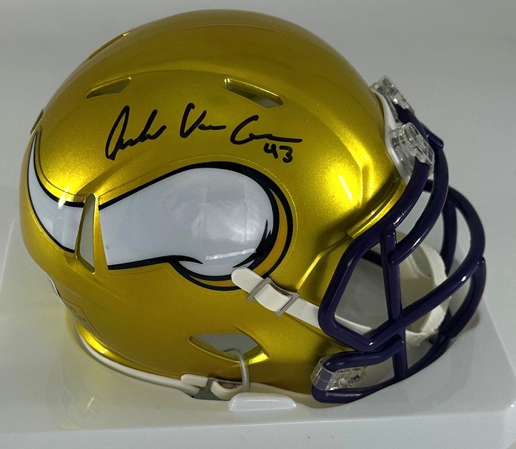 ANDREW VAN GINKEL SIGNED RIDDELL VIKINGS FLASH SPEED MINI HELMET - BAS