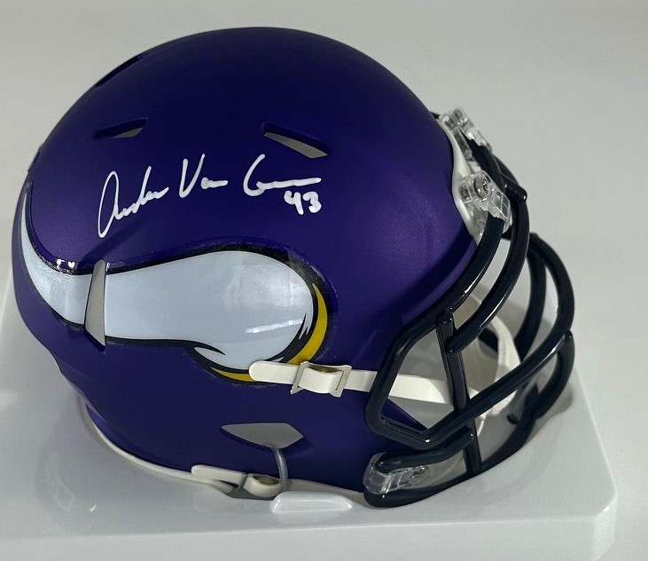 ANDREW VAN GINKEL SIGNED RIDDELL VIKINGS SPEED MINI HELMET - BAS