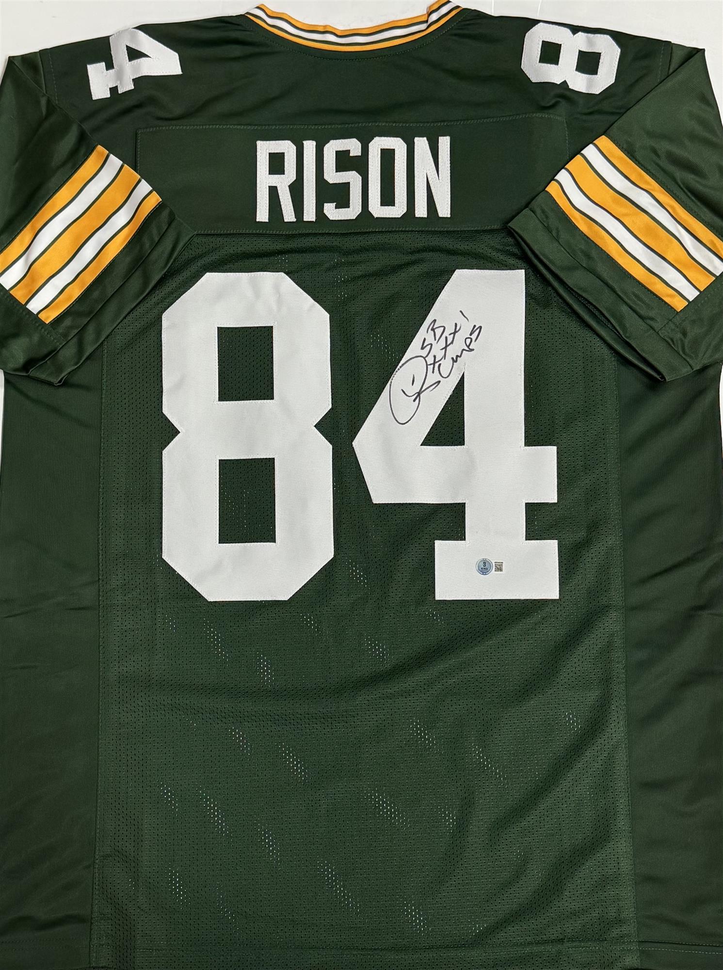 ANDRE RISON SIGNED CUSTOM GREEN PACKERS JERSEY W/ SB XXXI CHAMPS - BAS