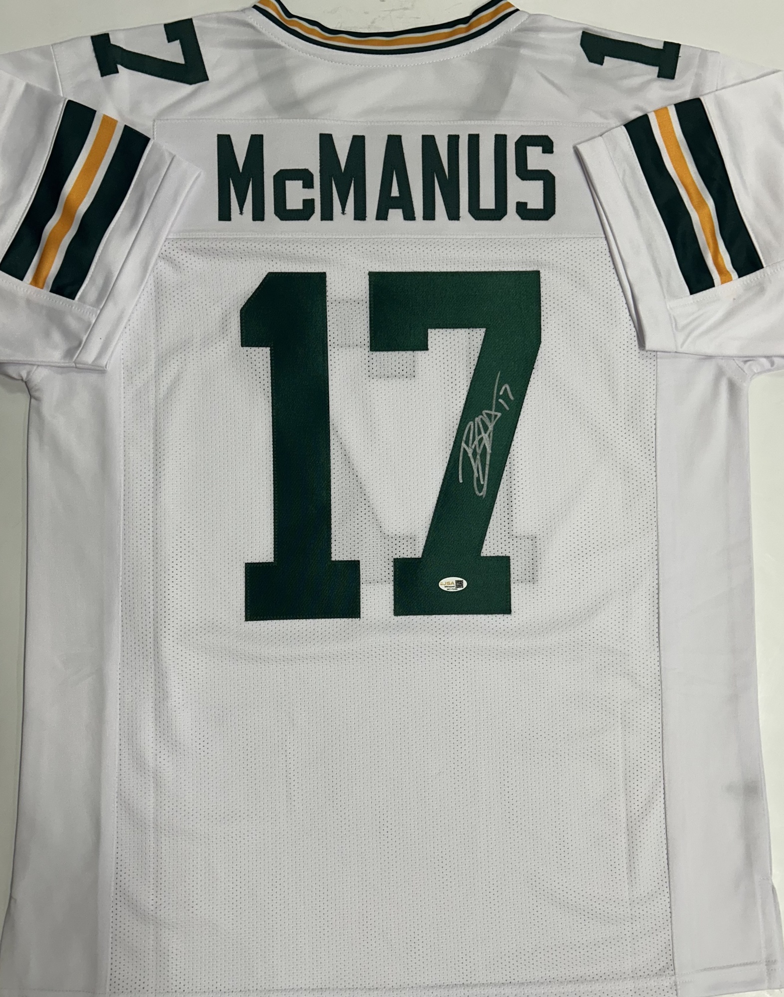 BRANDON MCMANUS SIGNED REPLICA WHITE JERSEY - GREEN BAY PACKERS - BAS
