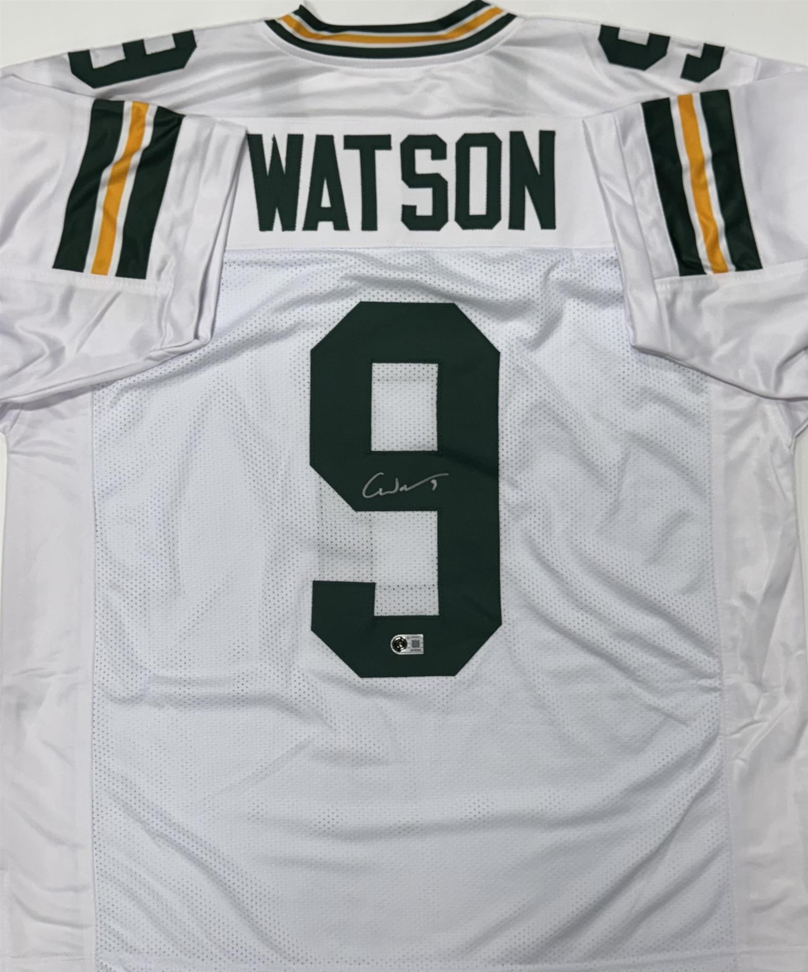 CHRISTIAN WATSON SIGNED CUSTOM REPLICA PACKERS WHITE JERSEY - BAS