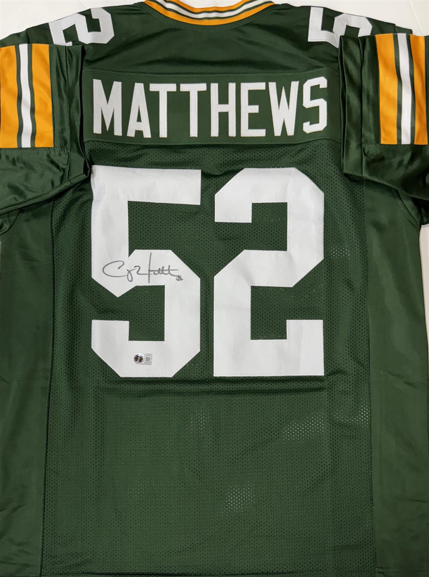 CLAY MATTHEWS SIGNED CUSTOM REPLICA PACKERS GREEN JERSEY - BAS