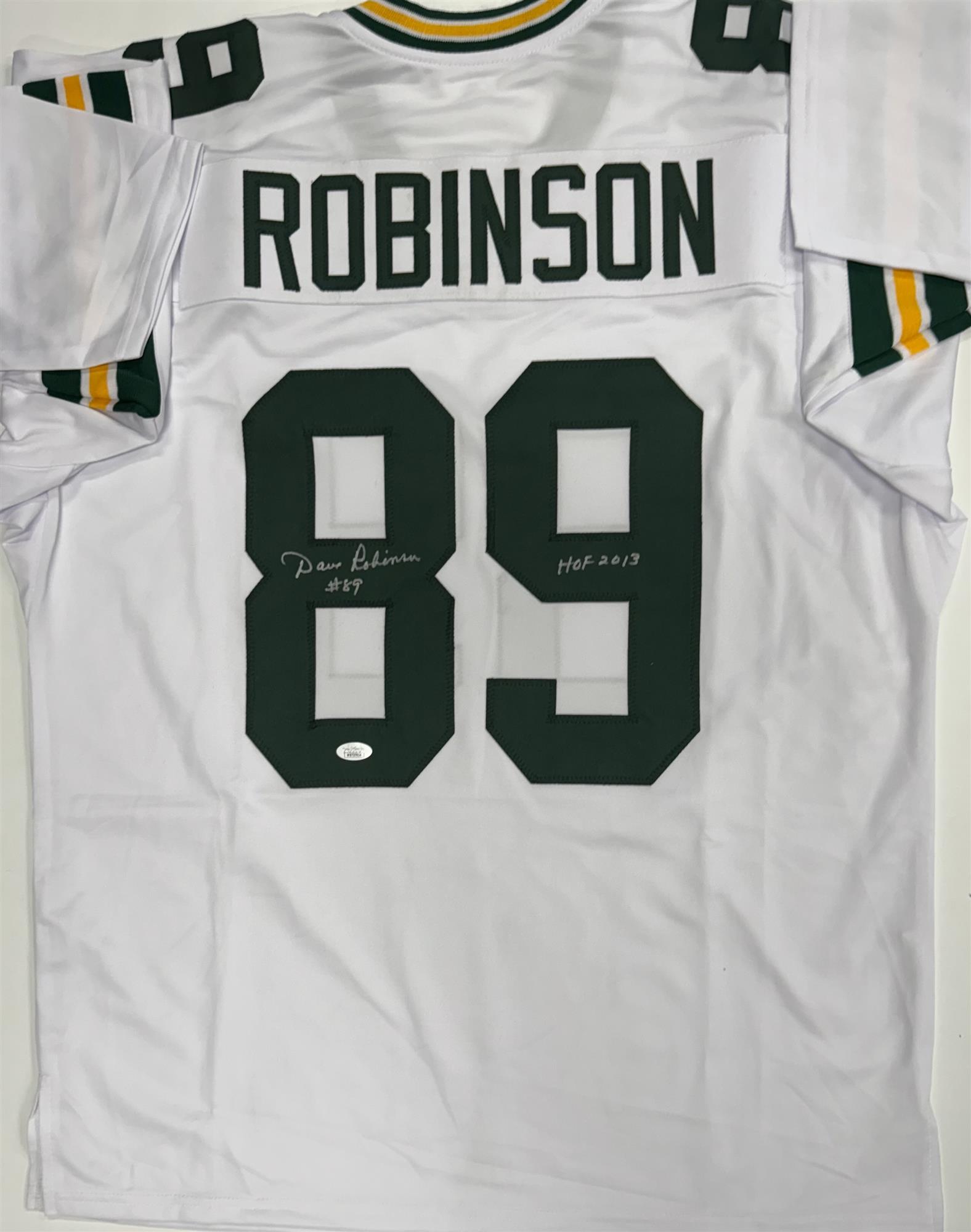 DAVE ROBINSON SIGNED CUSTOM REPLICA PACKERS WHITE JERSEY W/ HOF 2013 - JSA