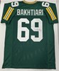 DAVID BAKHTIARI SIGNED CUSTOM REPLICA PACKERS GREEN JERSEY