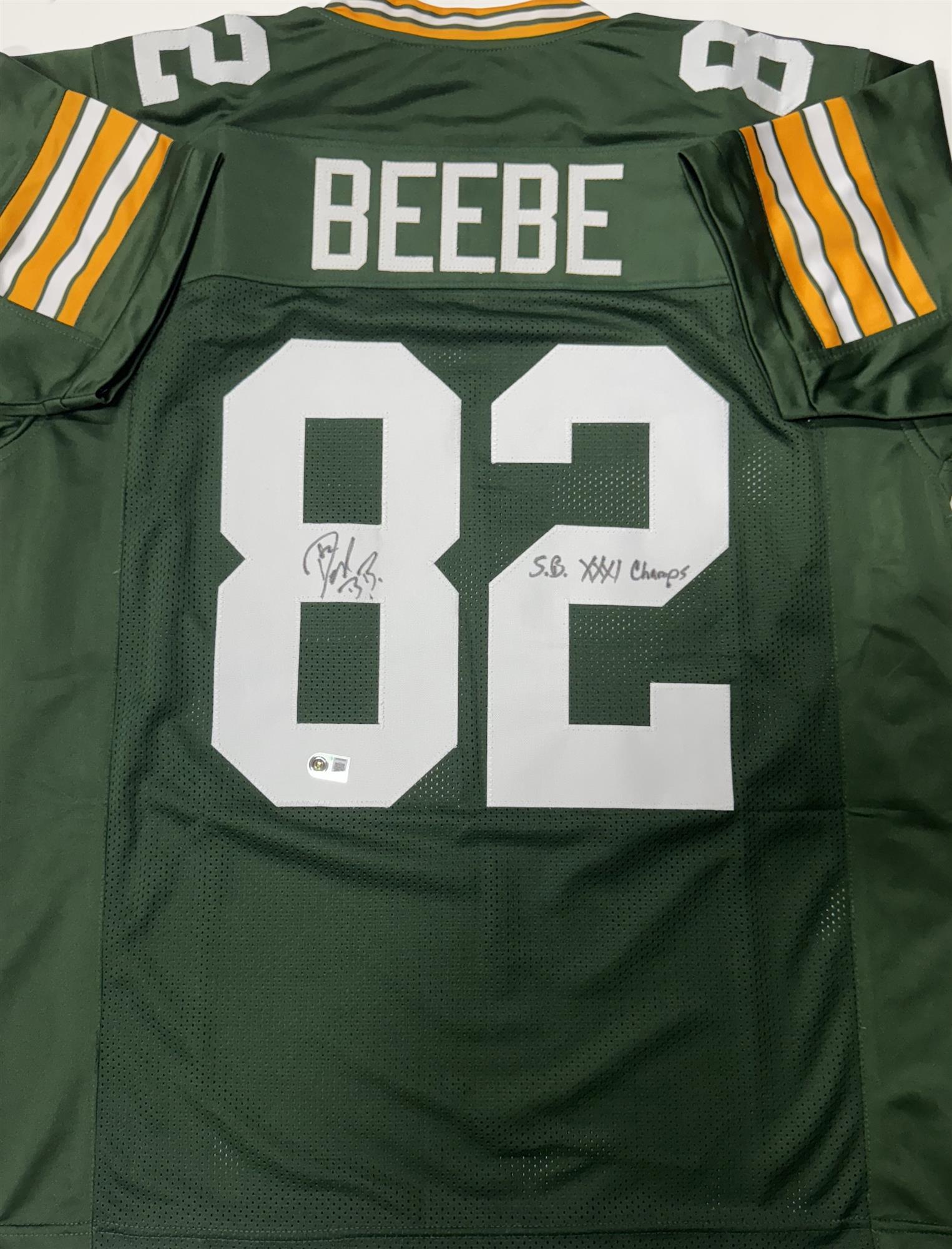 DON BEEBE SIGNED CUSTOM REPLICA PACKERS GREEN JERSEY - BAS