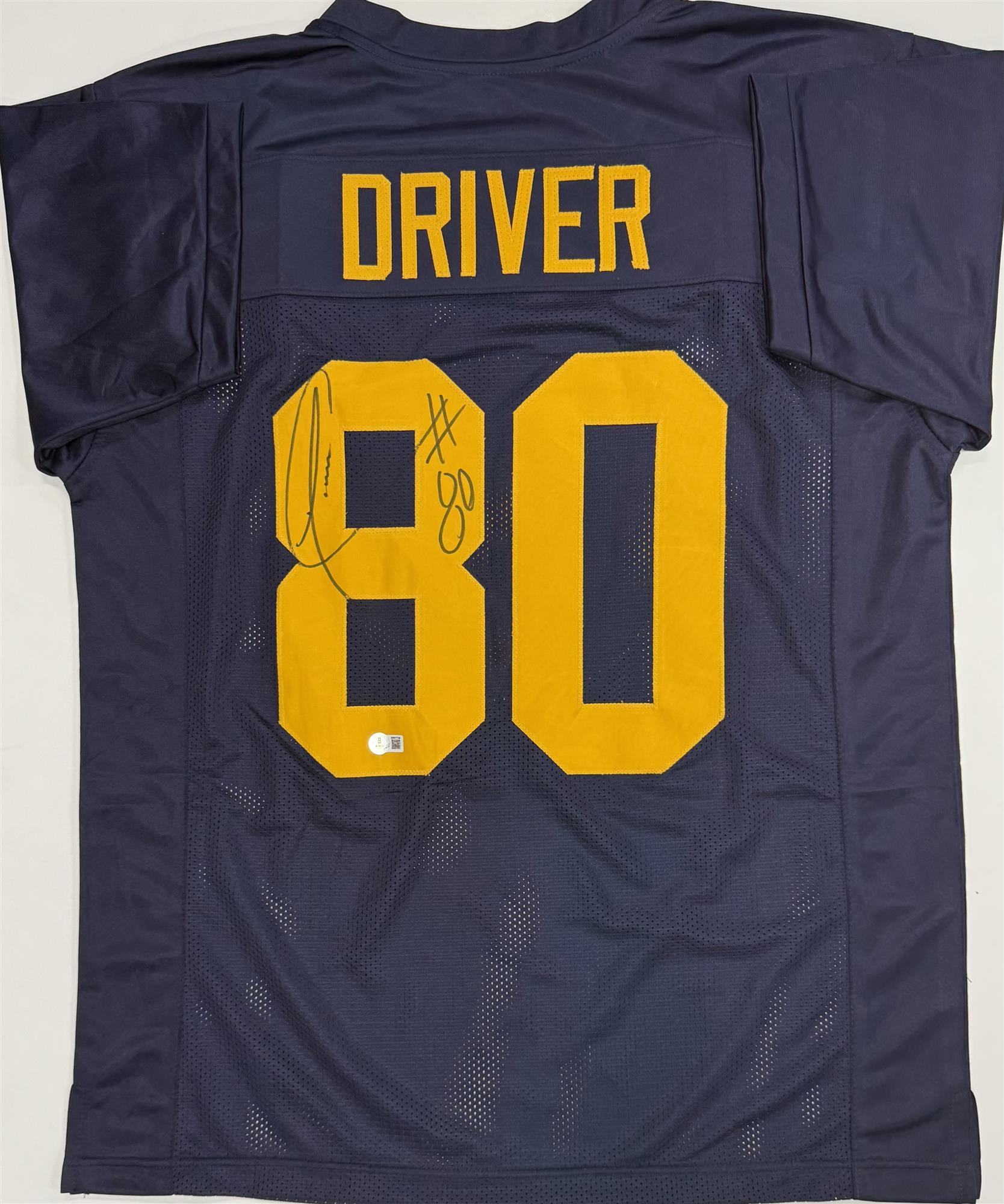 DONALD DRIVER SIGNED CUSTOM REPLICA PACKERS ACME NAVY JERSEY - BAS