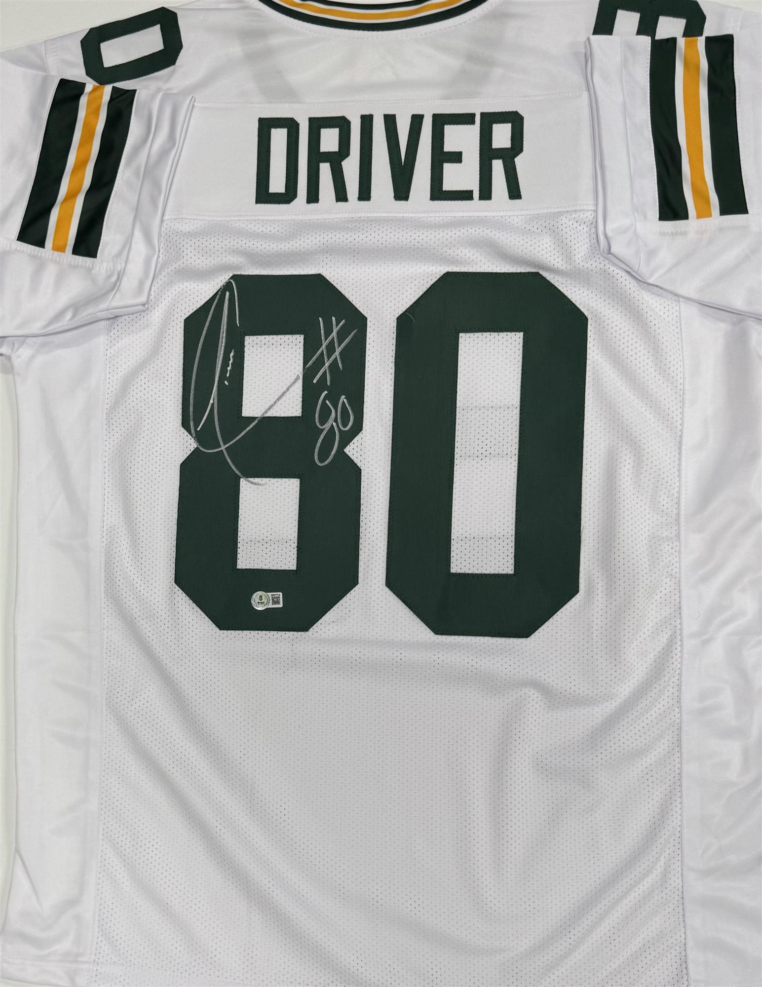 DONALD DRIVER SIGNED CUSTOM REPLICA PACKERS WHITE JERSEY - BAS