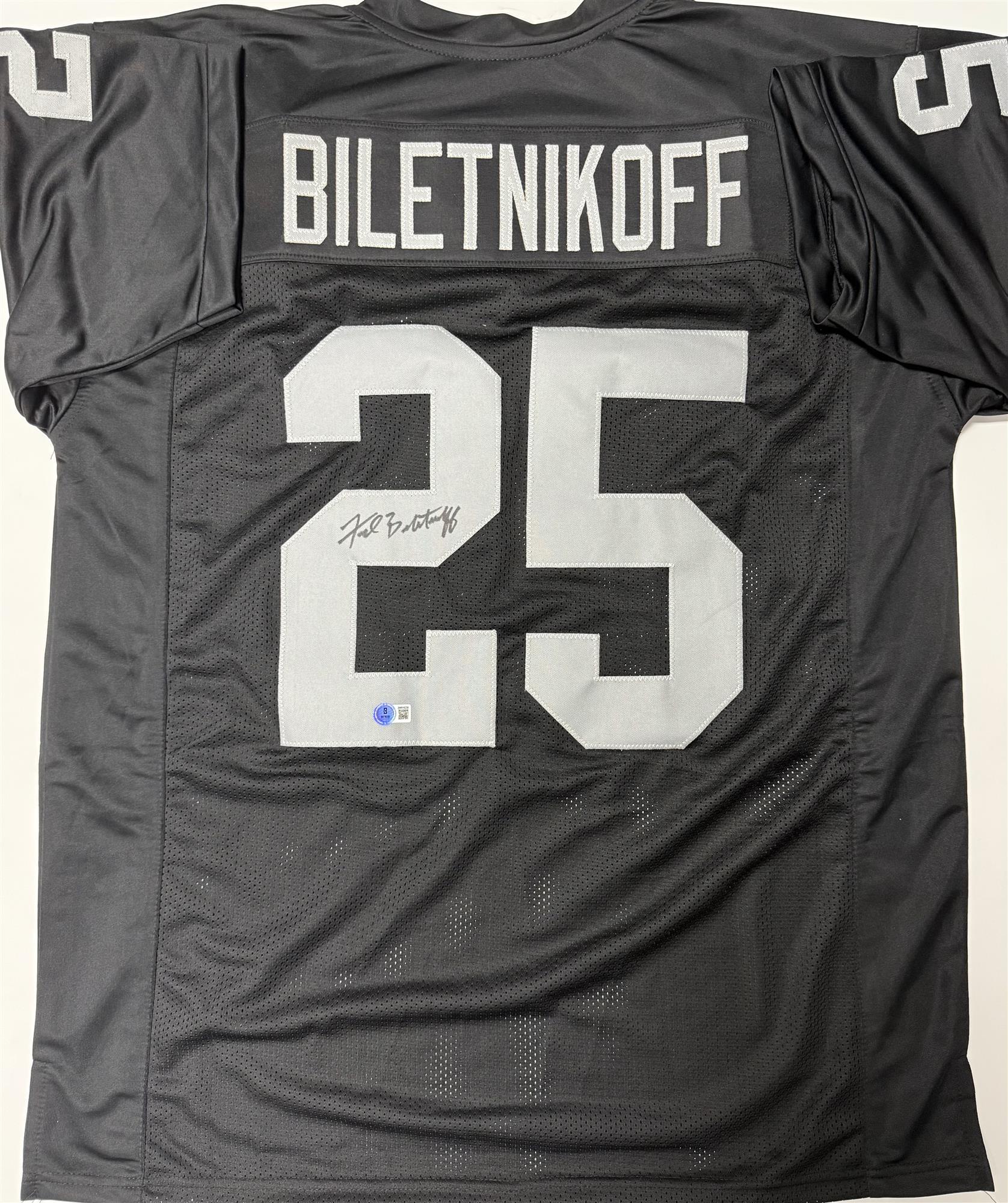 FRED BILETNIKOFF SIGNED RAIDERS CUSTOM JERSEY - BAS
