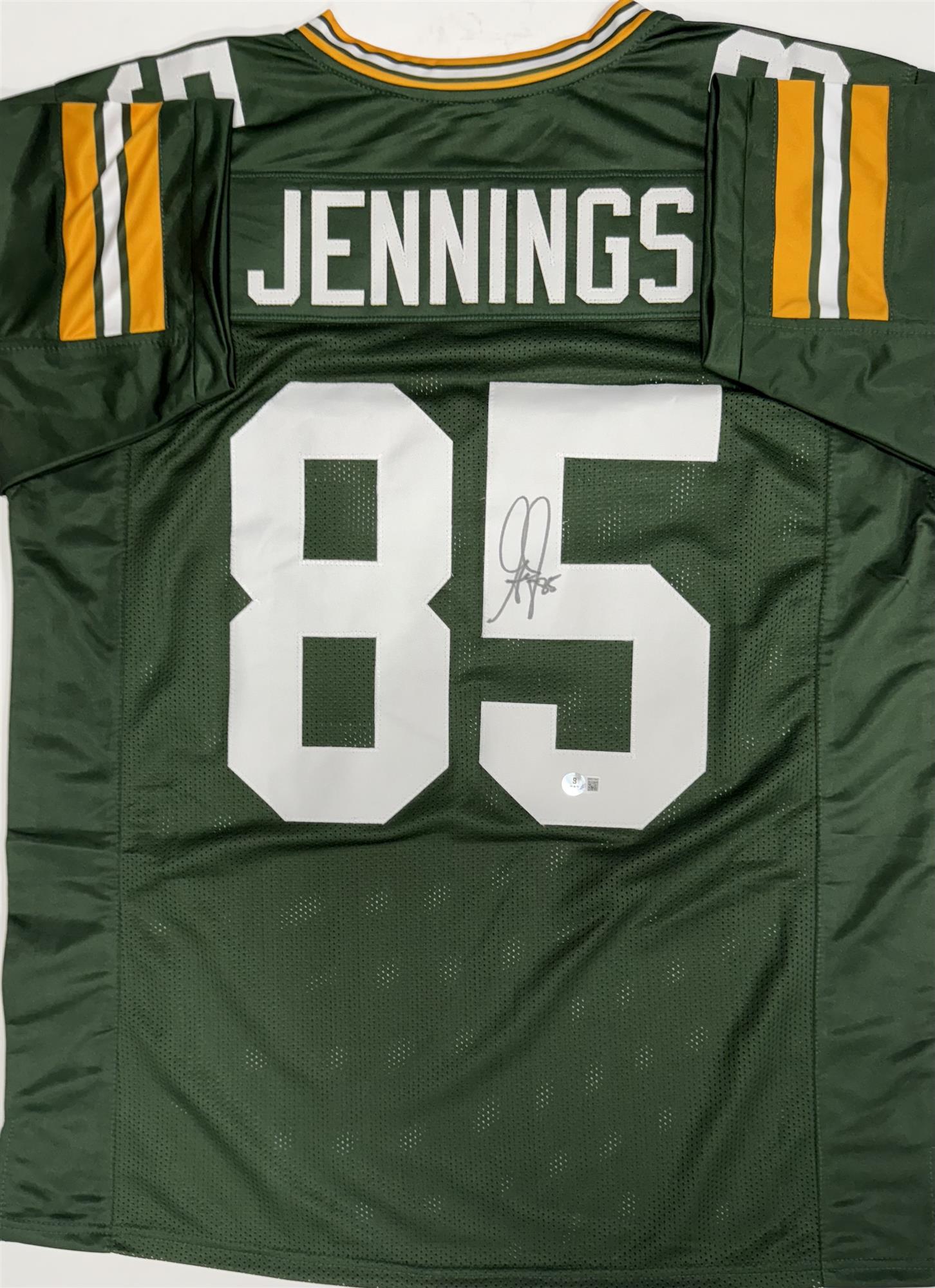 GREG JENNINGS SIGNED CUSTOM REPLICA PACKERS GREEN JERSEY - BAS